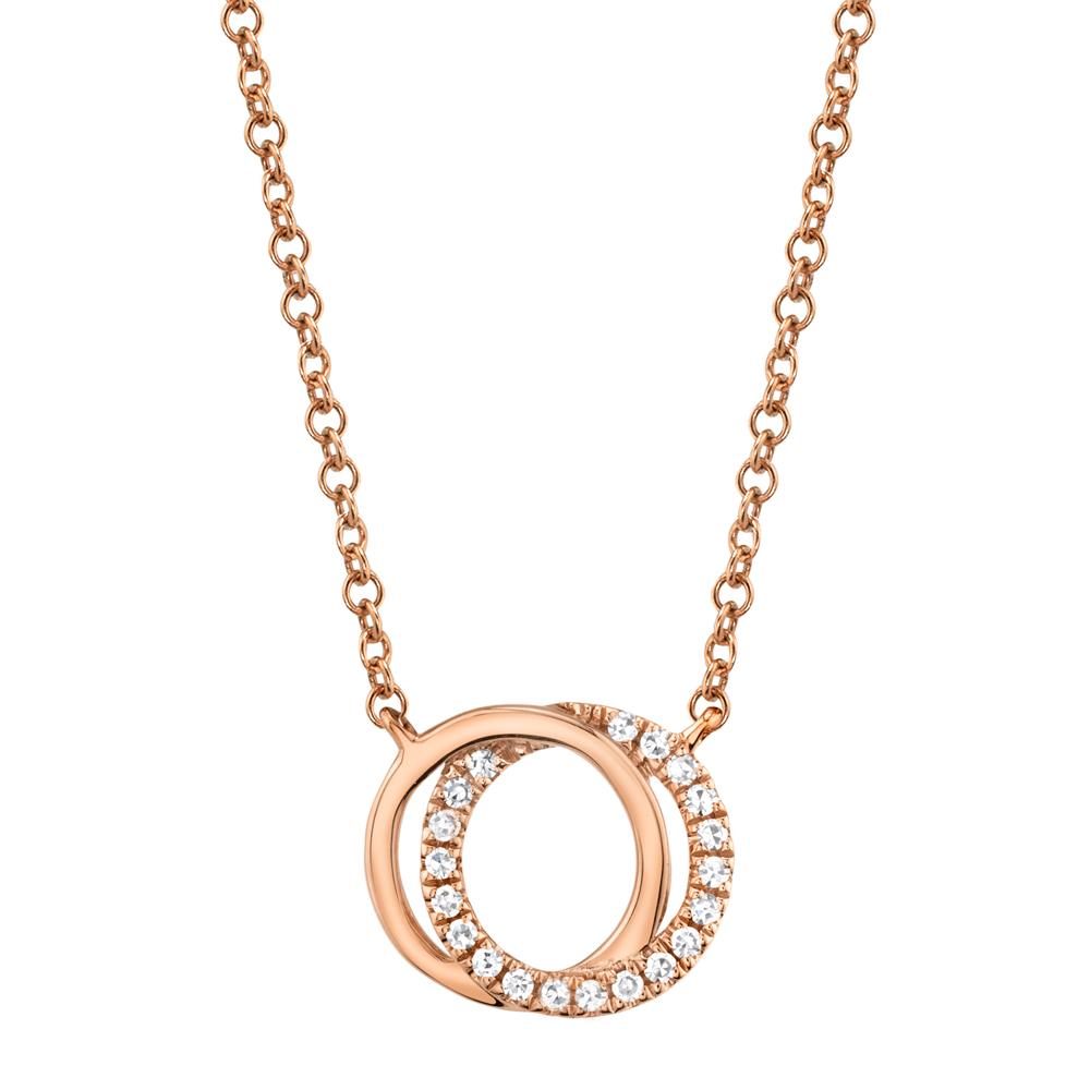 14K Gold Diamond Love Knot Circle Necklace - Queen May
