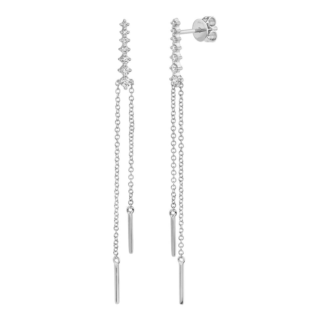 14K Gold Diamond Chain Drop Earrings - Queen May