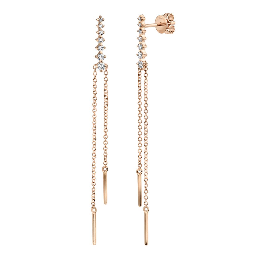 14K Gold Diamond Chain Drop Earrings - Queen May