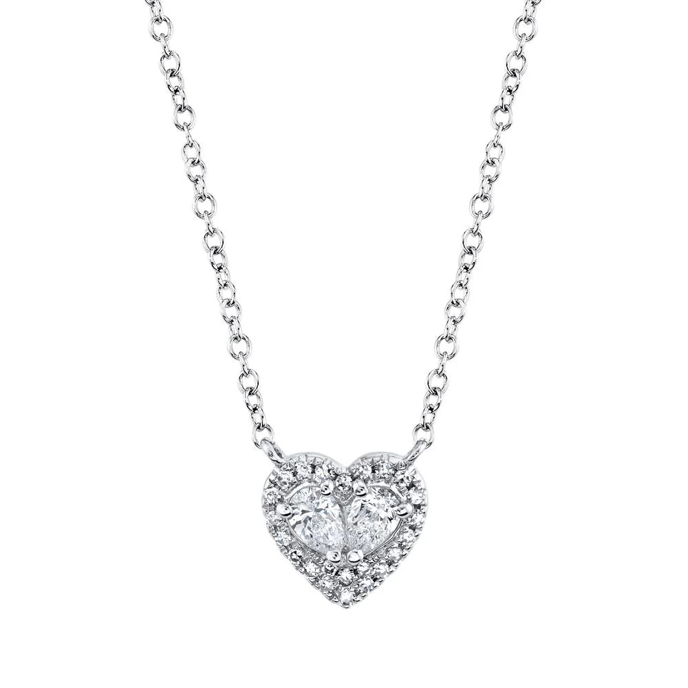 14K White Gold 0.21 Carat Diamond Heart Necklace - Queen May