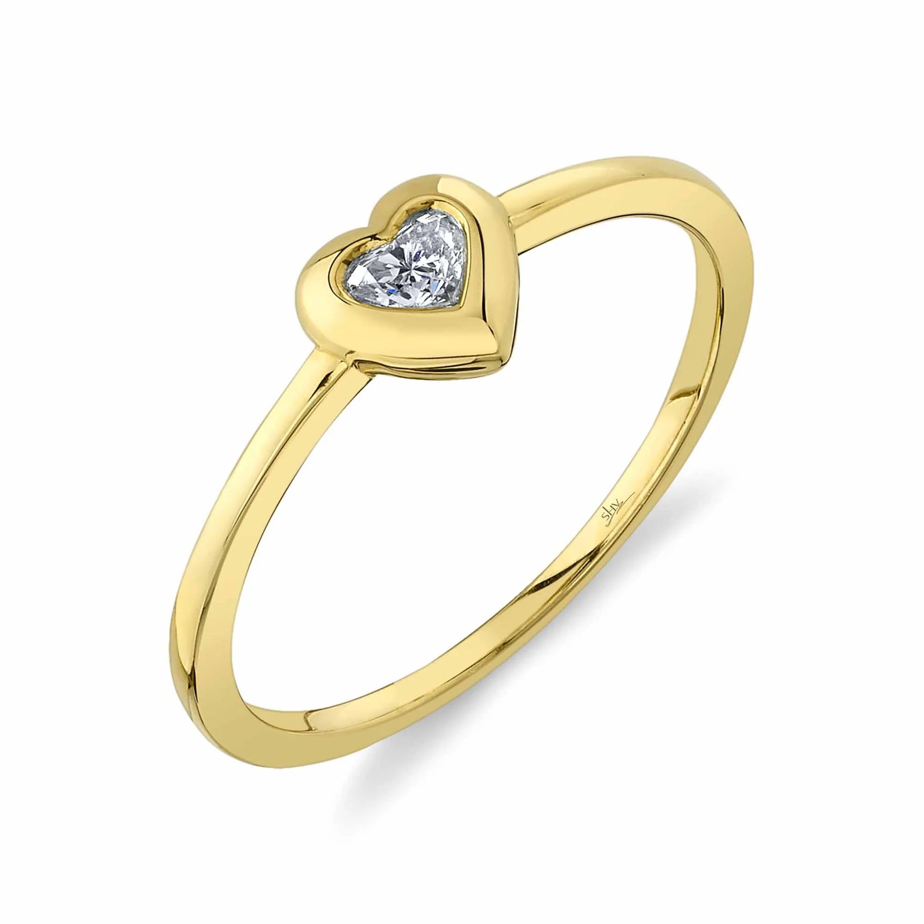 14K Gold 0.09 Carat Diamond Bezel Heart Ring - Queen May
