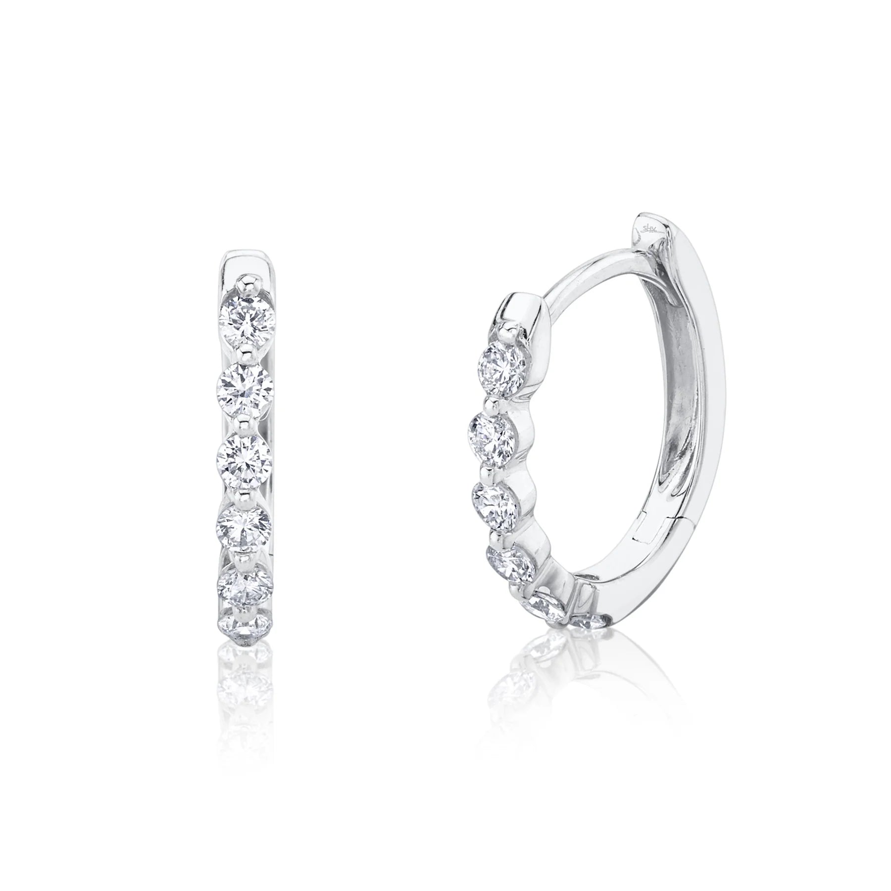 14K Gold 0.26 Carat Round Diamond Oval Huggie Earrings - Queen May