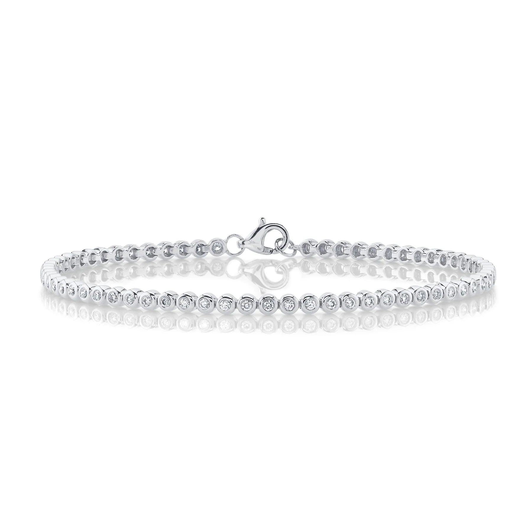 14K Gold 0.64 Carat Round Diamond Bezel Bracelet - Queen May
