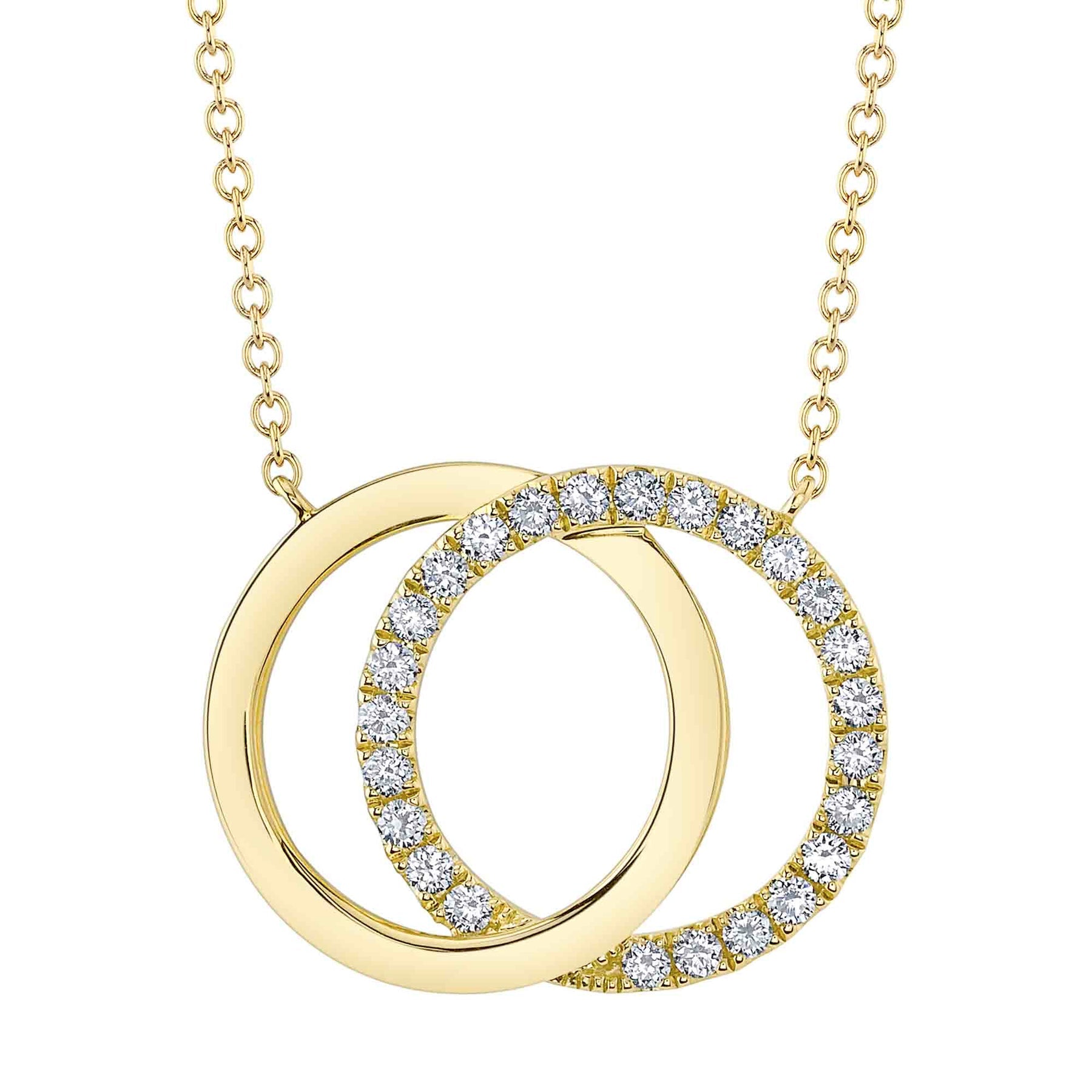14K Gold 0.31 Carat Interlocking Circles Pendant Necklace - Queen May
