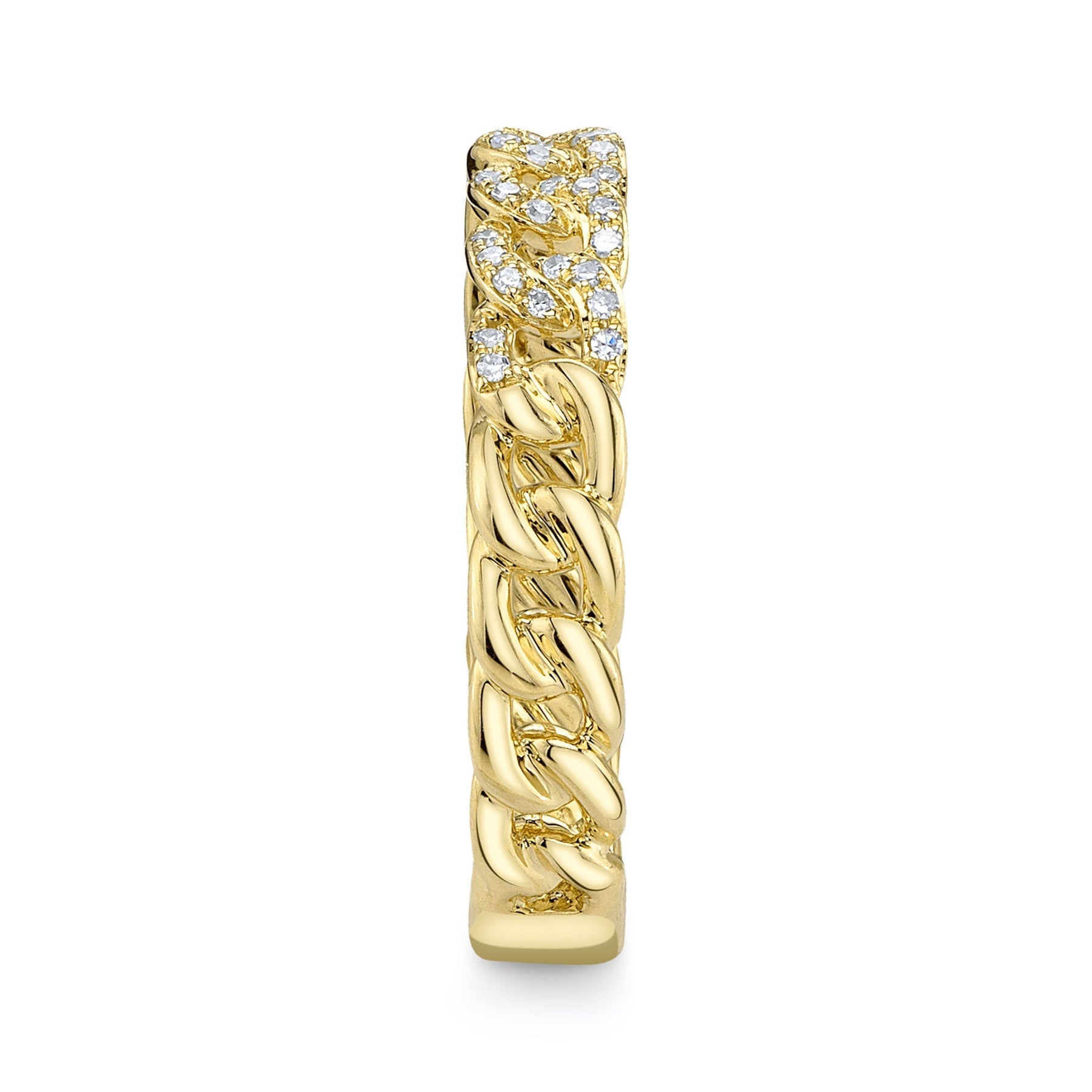 14K Yellow Gold 0.16 Carat Diamond Link Ring - Queen May