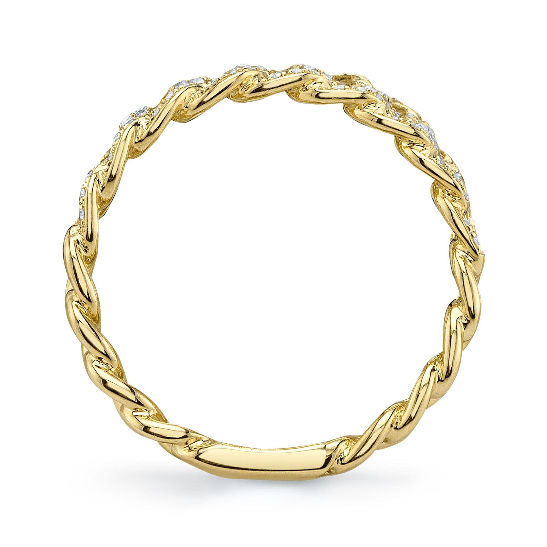 14K Yellow Gold 0.16 Carat Diamond Link Ring - Queen May