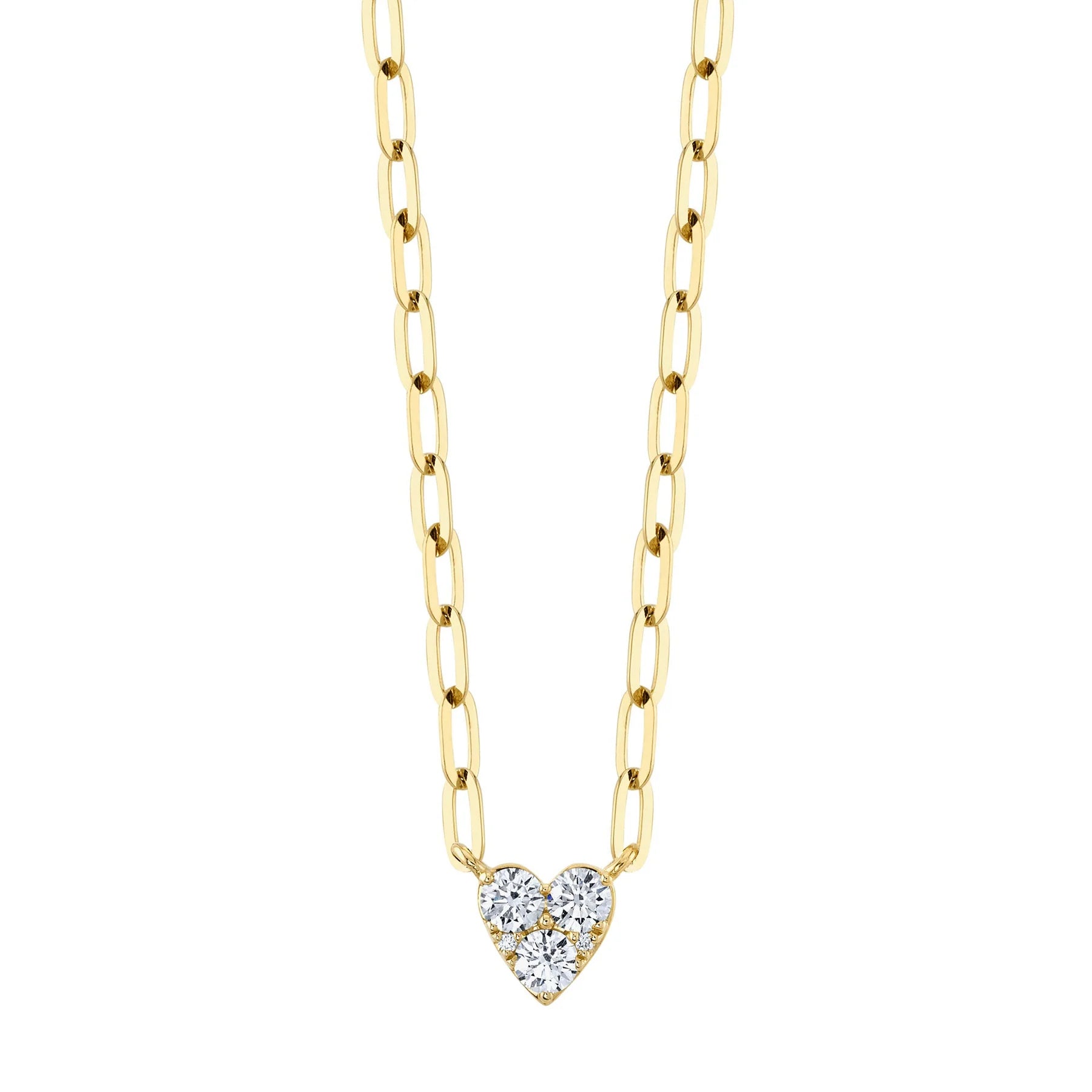 14K Yellow Gold 0.41 Carat Diamond Heart Paper Clip Link Necklace - Queen May