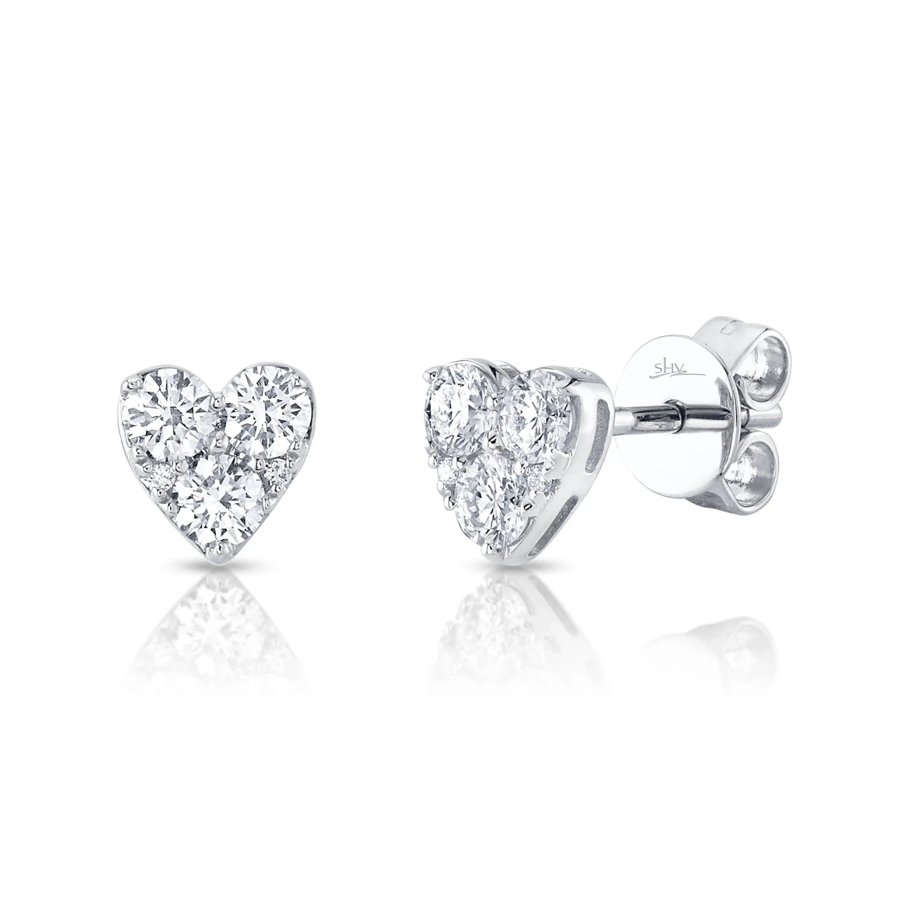 14K Gold 0.51 Carat Diamond Heart Stud Earrings - Queen May