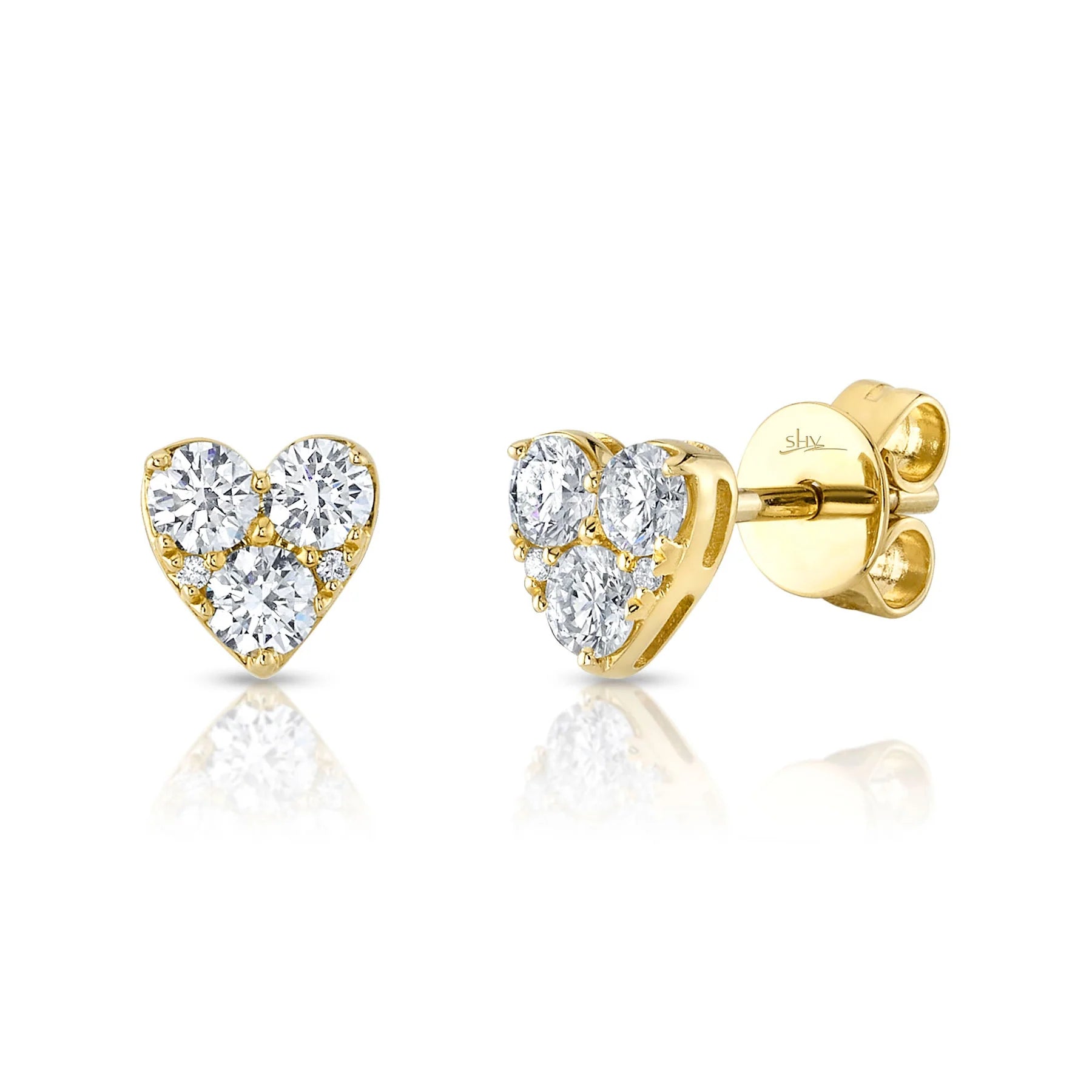 14K Gold 0.51 Carat Diamond Heart Stud Earrings - Queen May