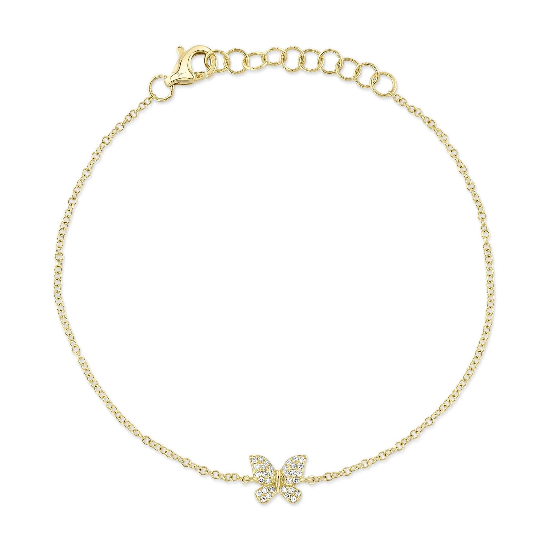 14K Yellow Gold 0.08 Carat Diamond Butterfly Bracelet - Queen May