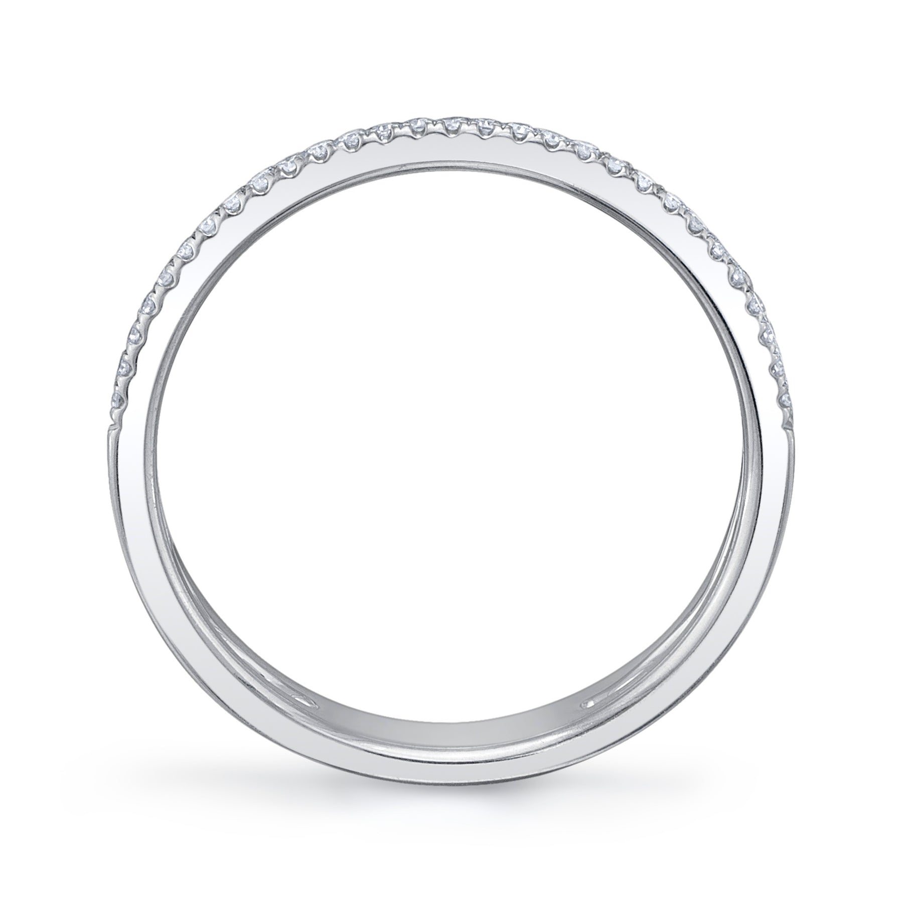 14K White Gold 0.43 Carat Diamond Floating Double Wedding Band - Queen May