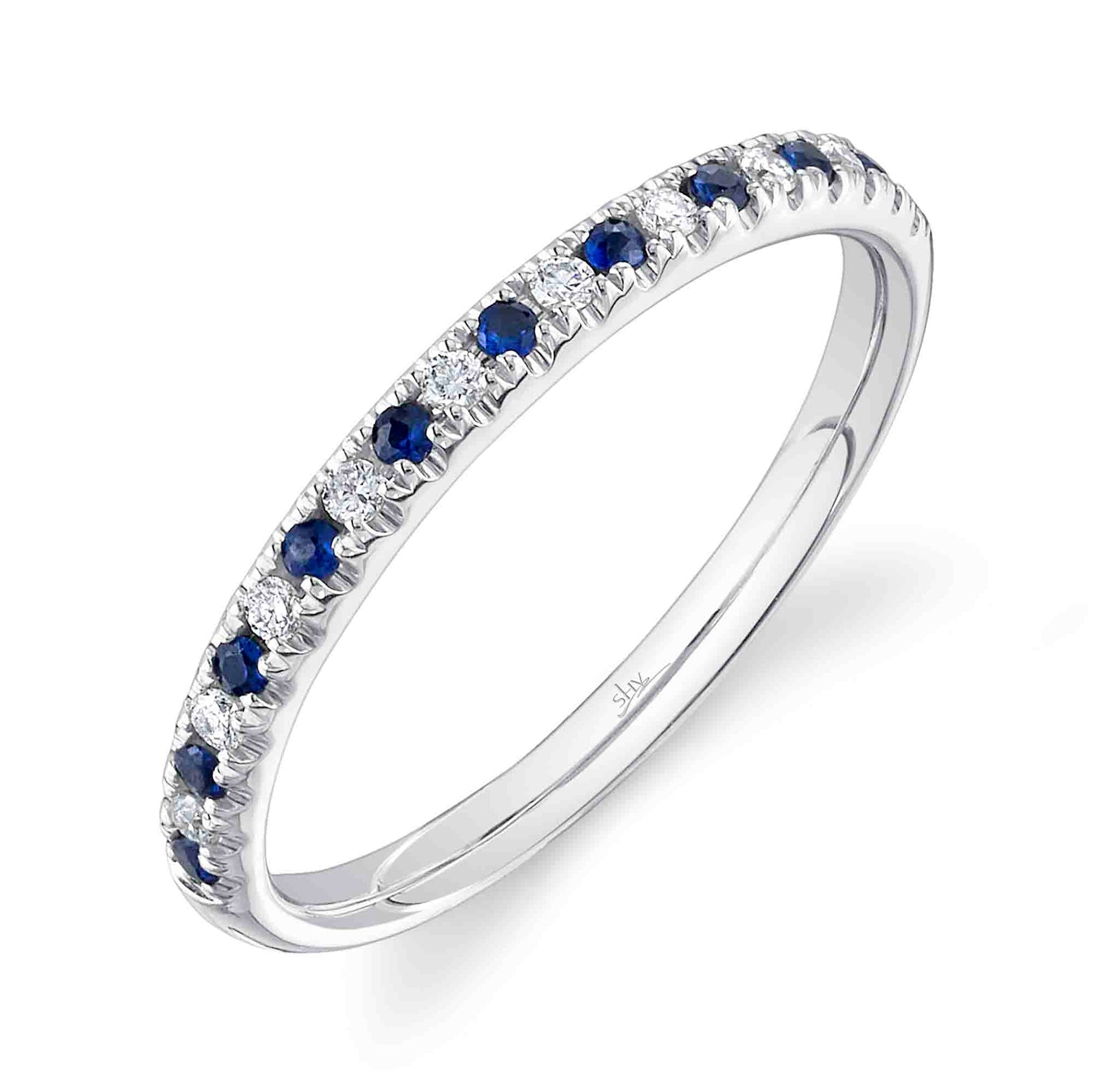 14K Gold 0.10 Carat Sapphire & Diamond Band - Queen May