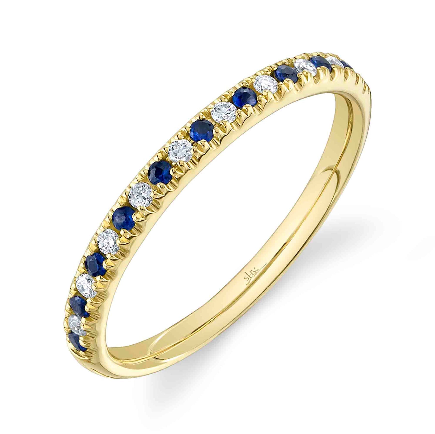 14K Gold 0.10 Carat Sapphire & Diamond Band - Queen May
