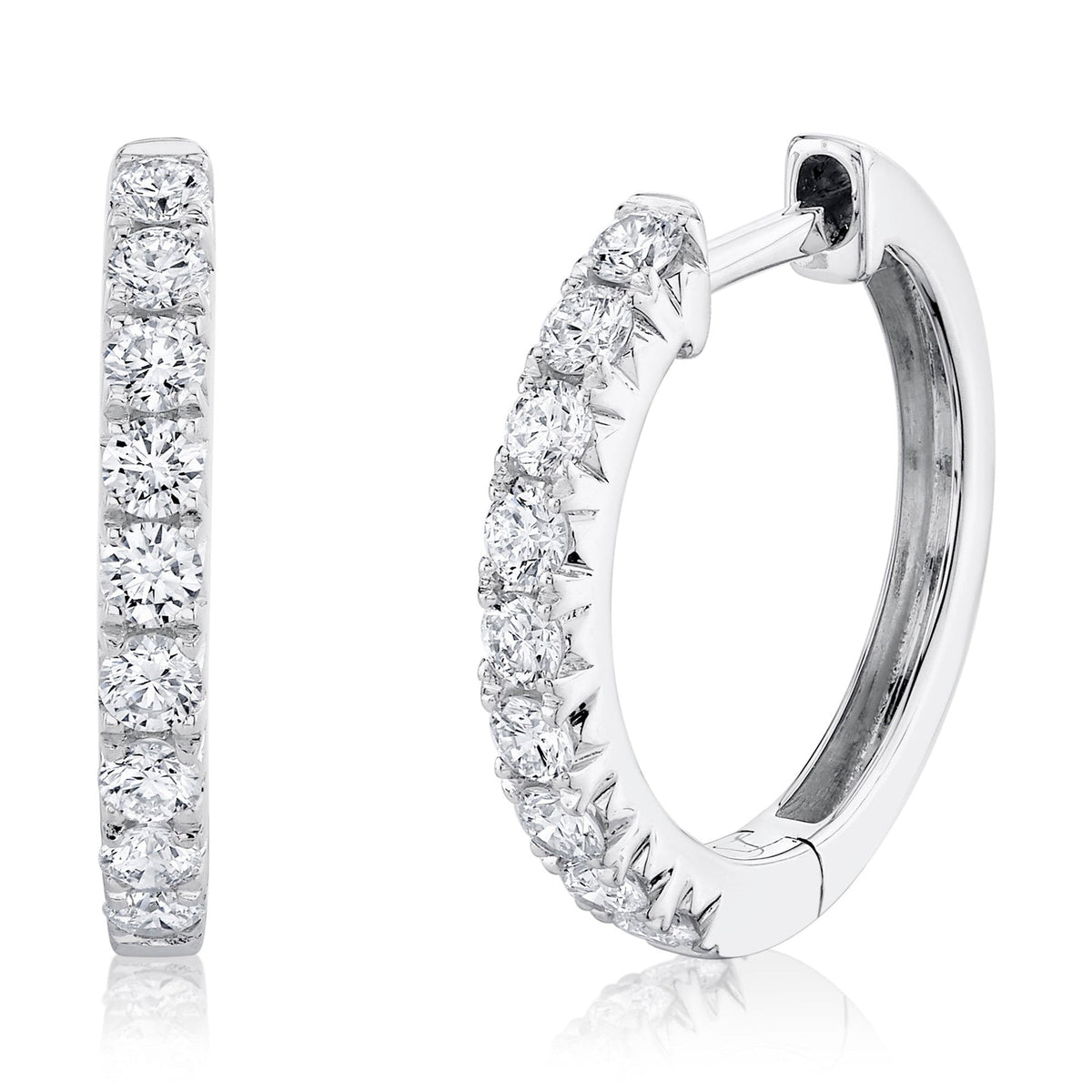 14K White Gold 0.45 Carat Diamond Huggie Hoop Earrings