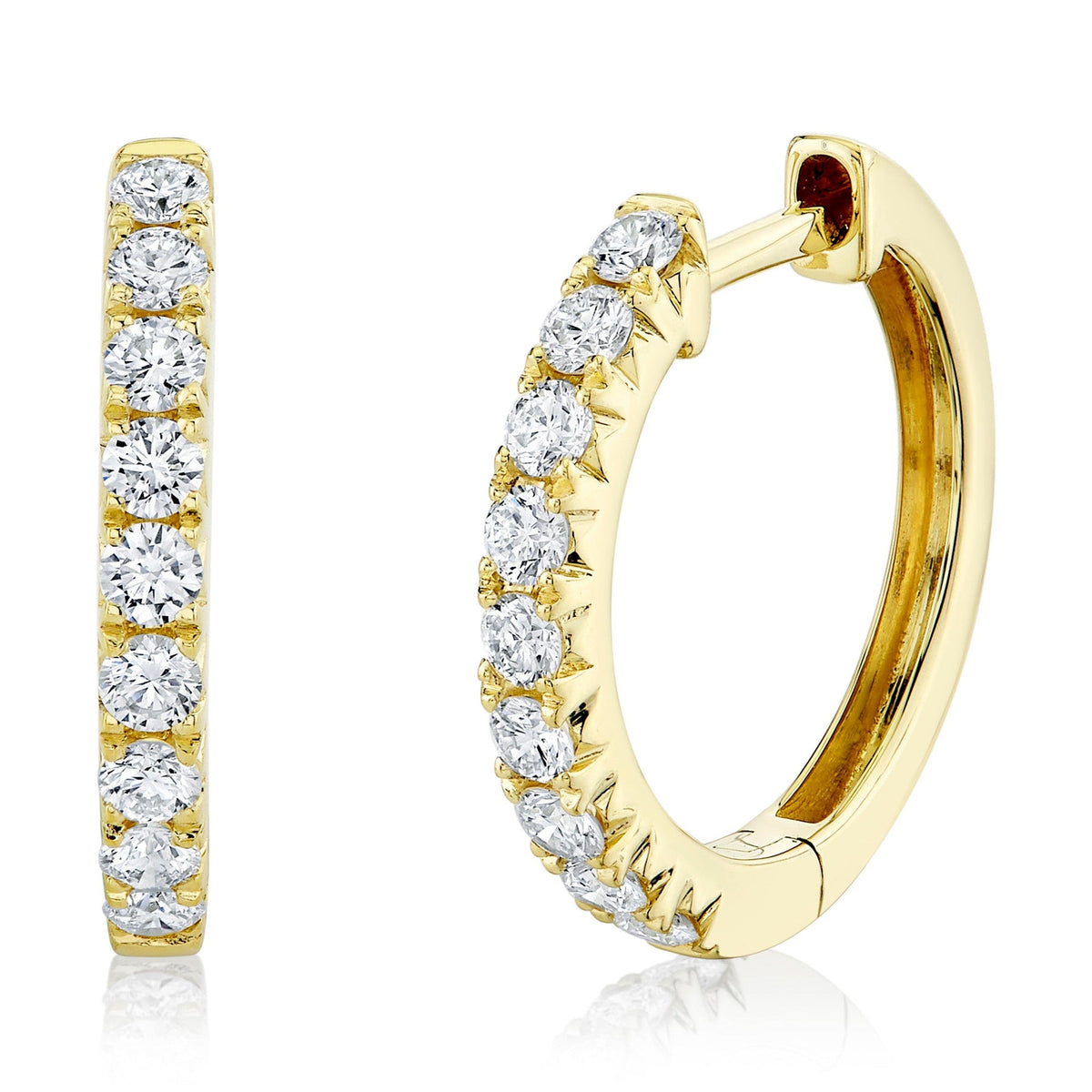 14K Gold 0.45 Carat Diamond Huggie Hoop Earrings - Queen May