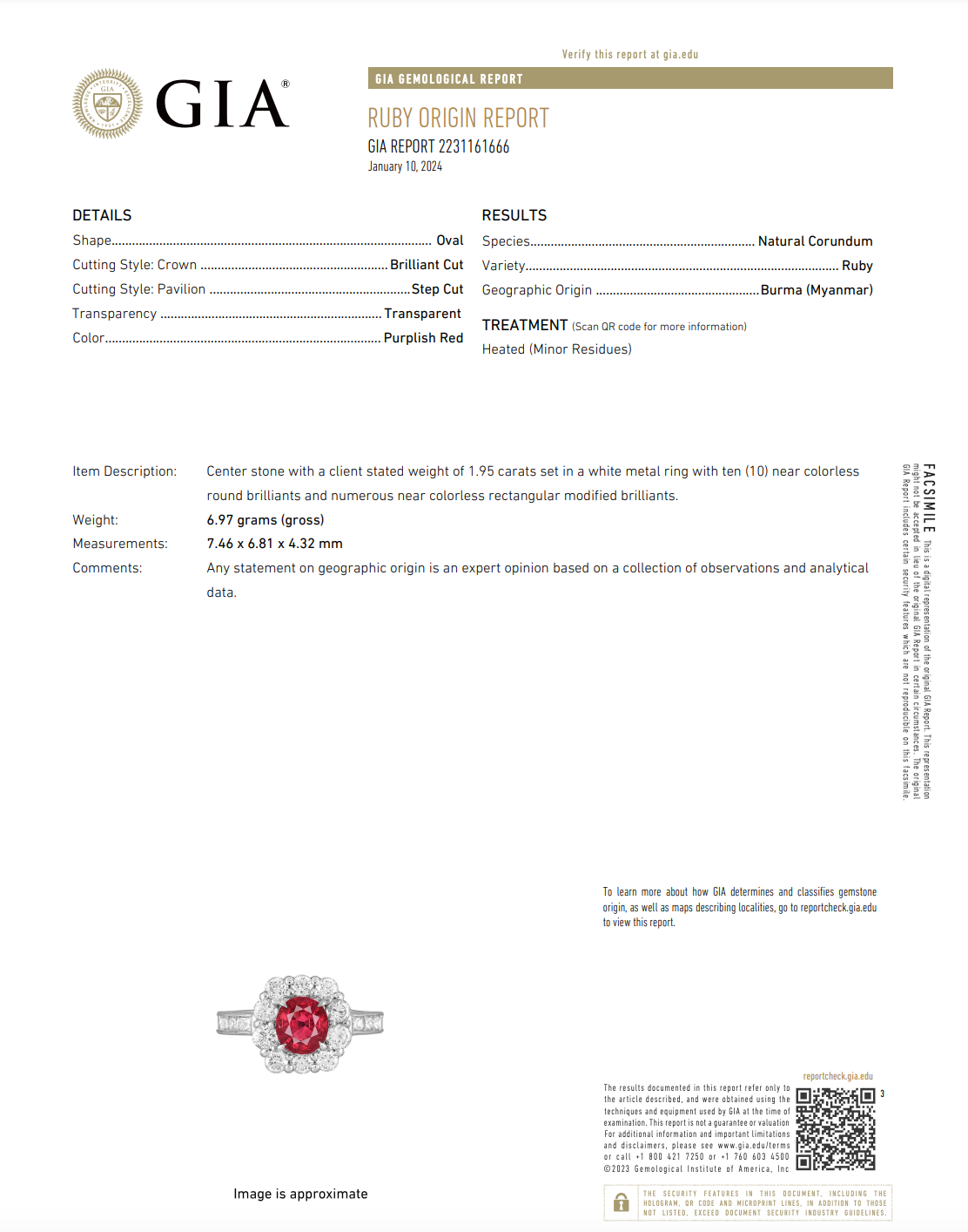 Platinum 1.95 Carat Oval Burma Ruby Diamond Halo Ring - Queen May