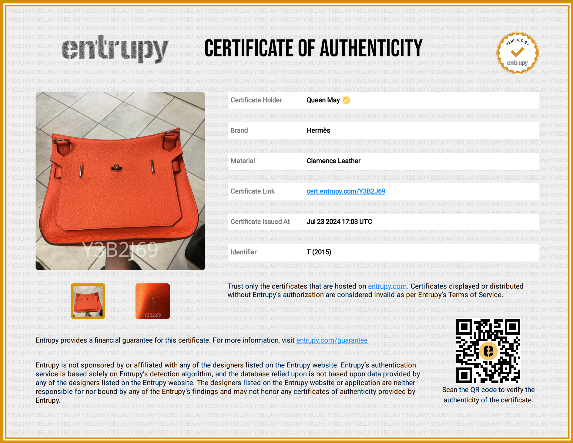 Hermes Orange Taurillion Clemence Jypsiere 31 Bag - Queen May