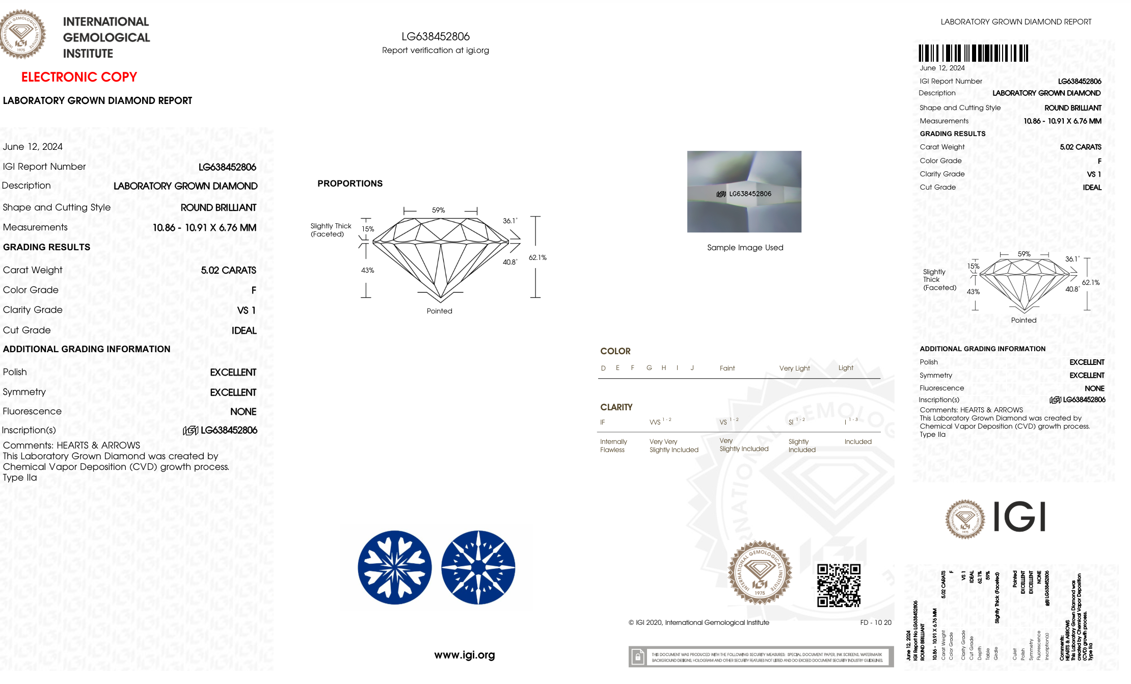 Lab Grown 5.02 Carat Round Brilliant Diamond Engagement Ring - Queen May