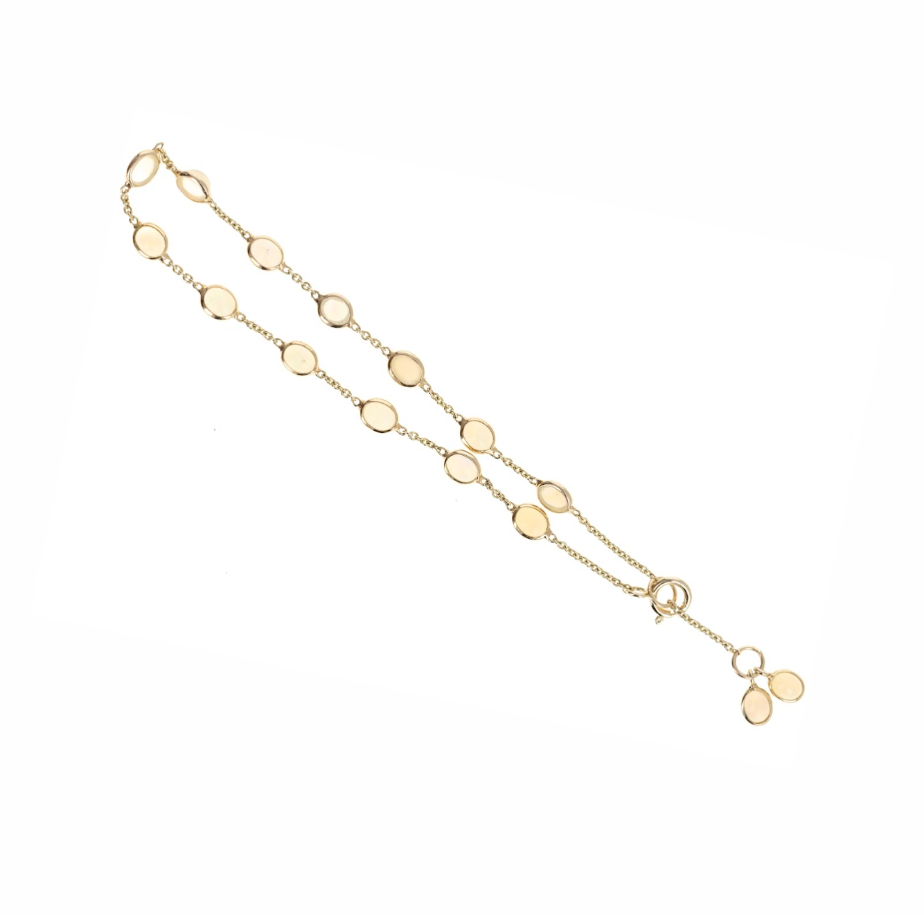 14K Yellow Gold 2.04 Carat Opal Bezel Station Bracelet - Queen May