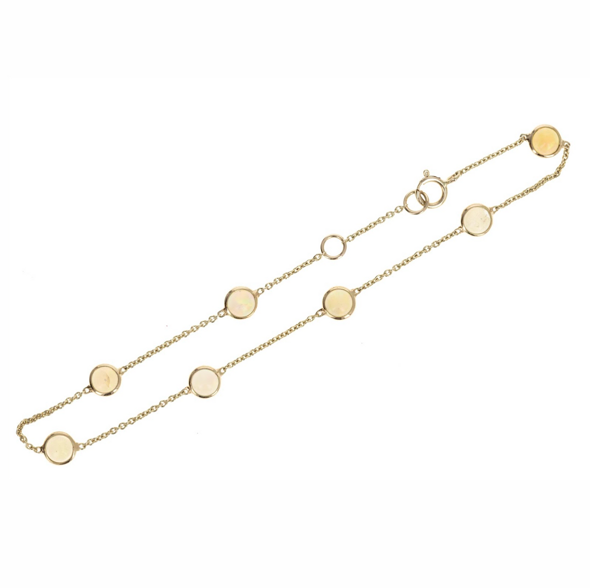 14K Yellow Gold 1.34 Carat Opal Bezel Station Bracelet - Queen May