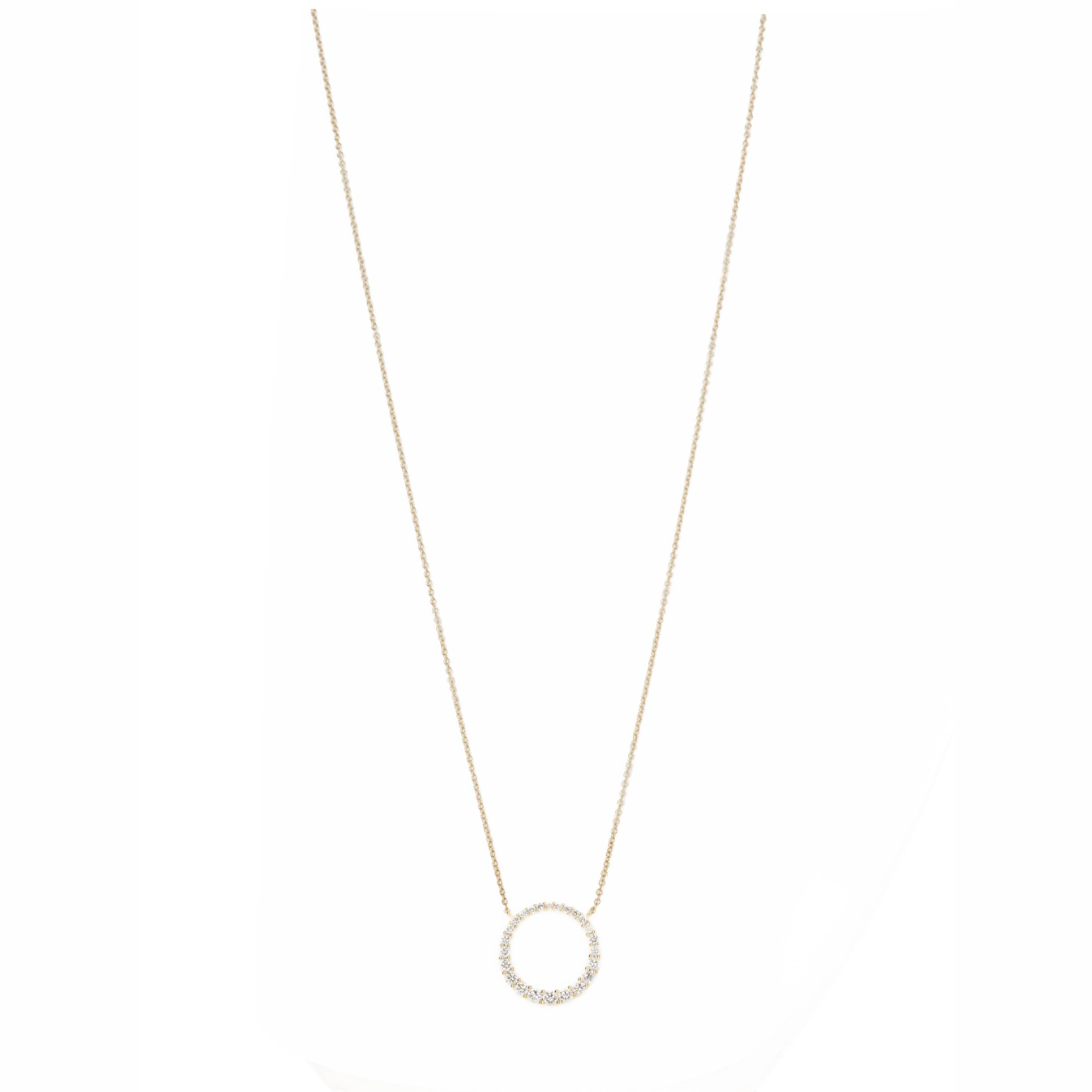 14K Yellow Gold Open Circle 0.8 Carat Diamond Necklace - Queen May