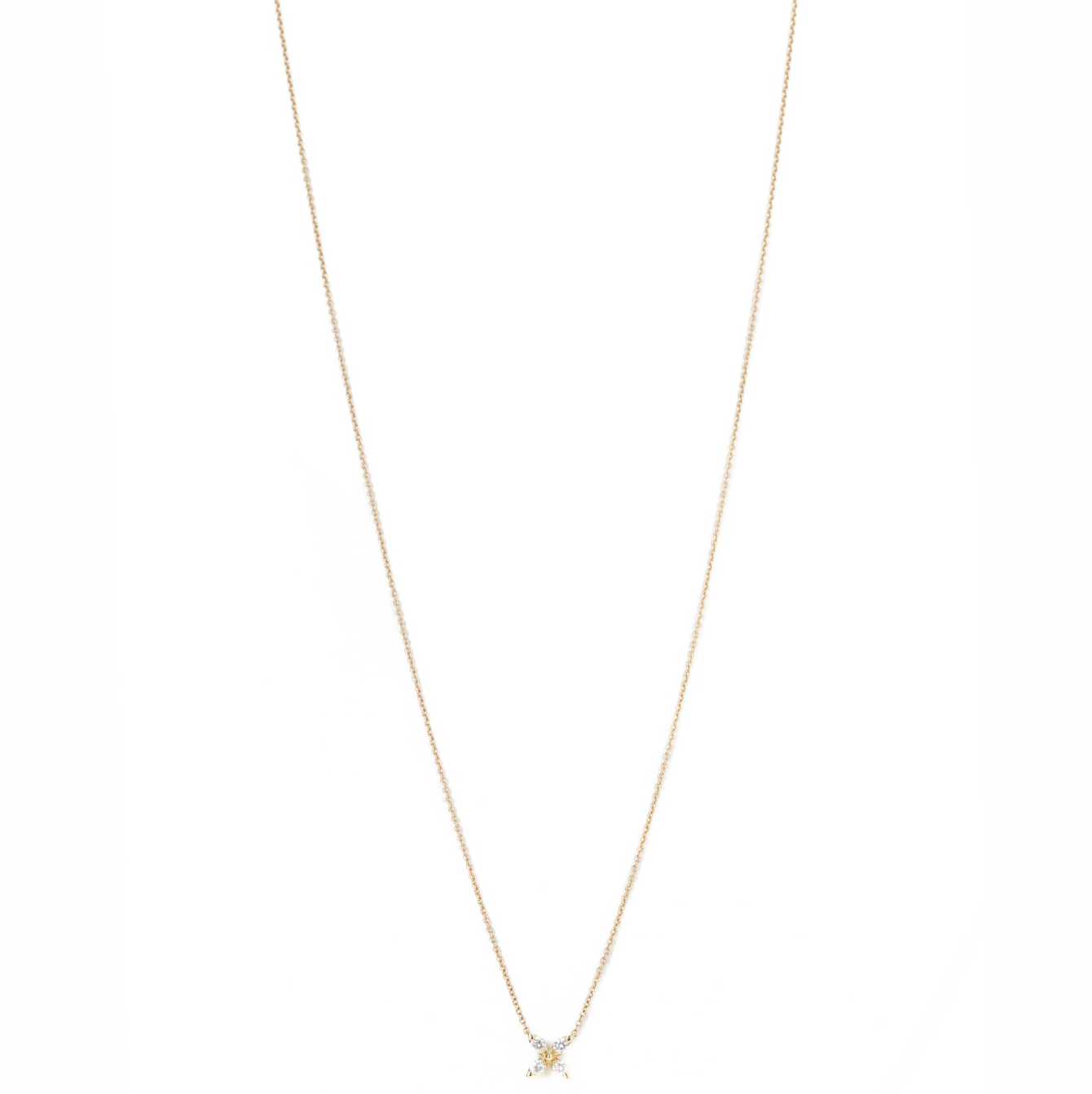 14K Yellow Gold 0.19 Carat Diamond Clover Pendant Necklace - Queen May