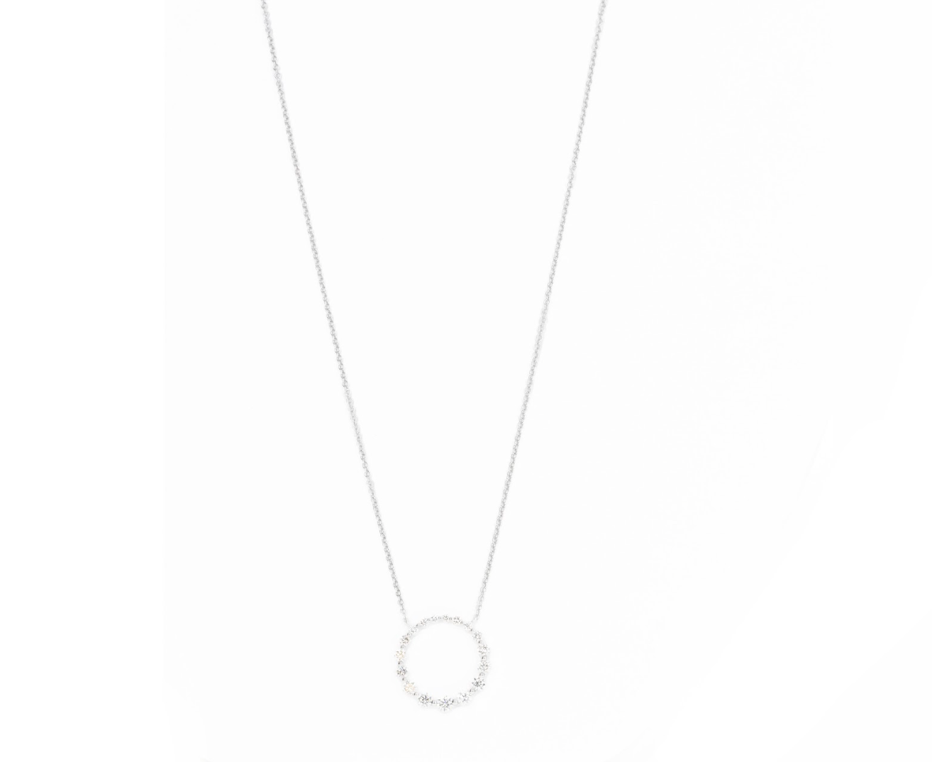 14K White Gold Open Circle 0.77 Carat Diamond Necklace - Queen May