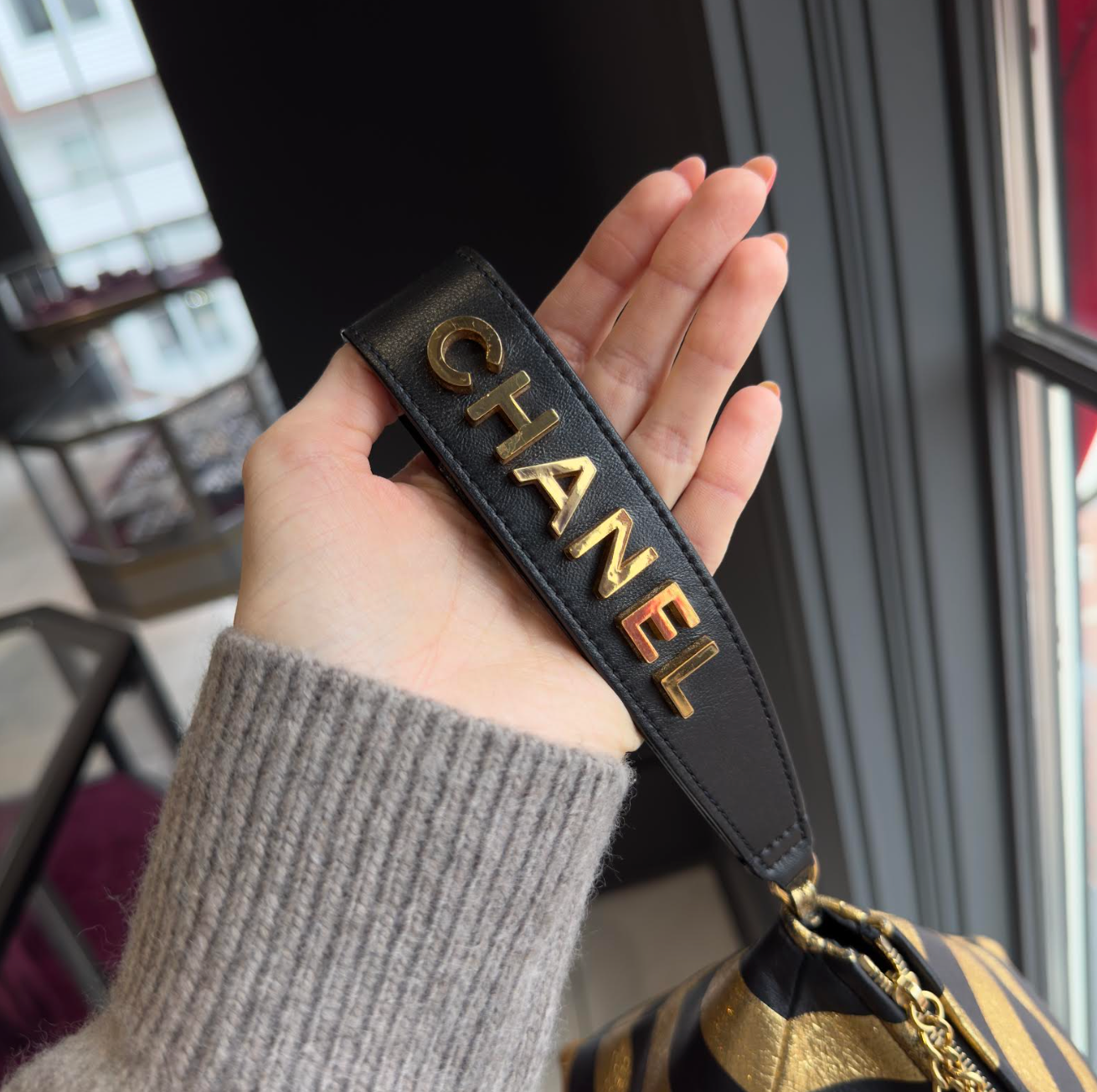Chanel Gold and Black Metallic Metliers Kheops Pyramid Wristlet Bag - Queen May
