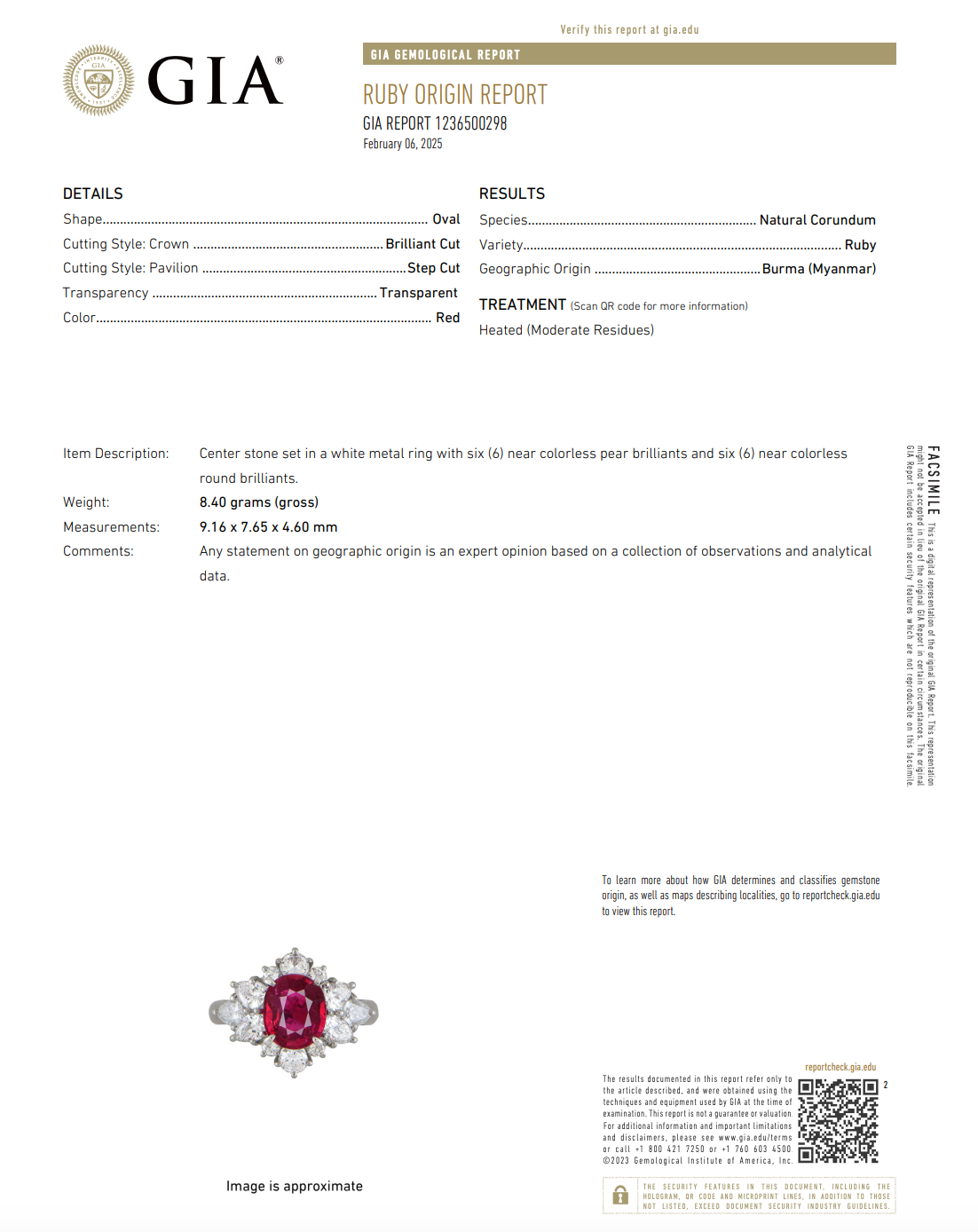 Platinum 2.99 Carat Oval Ruby Diamond Ring - Queen May