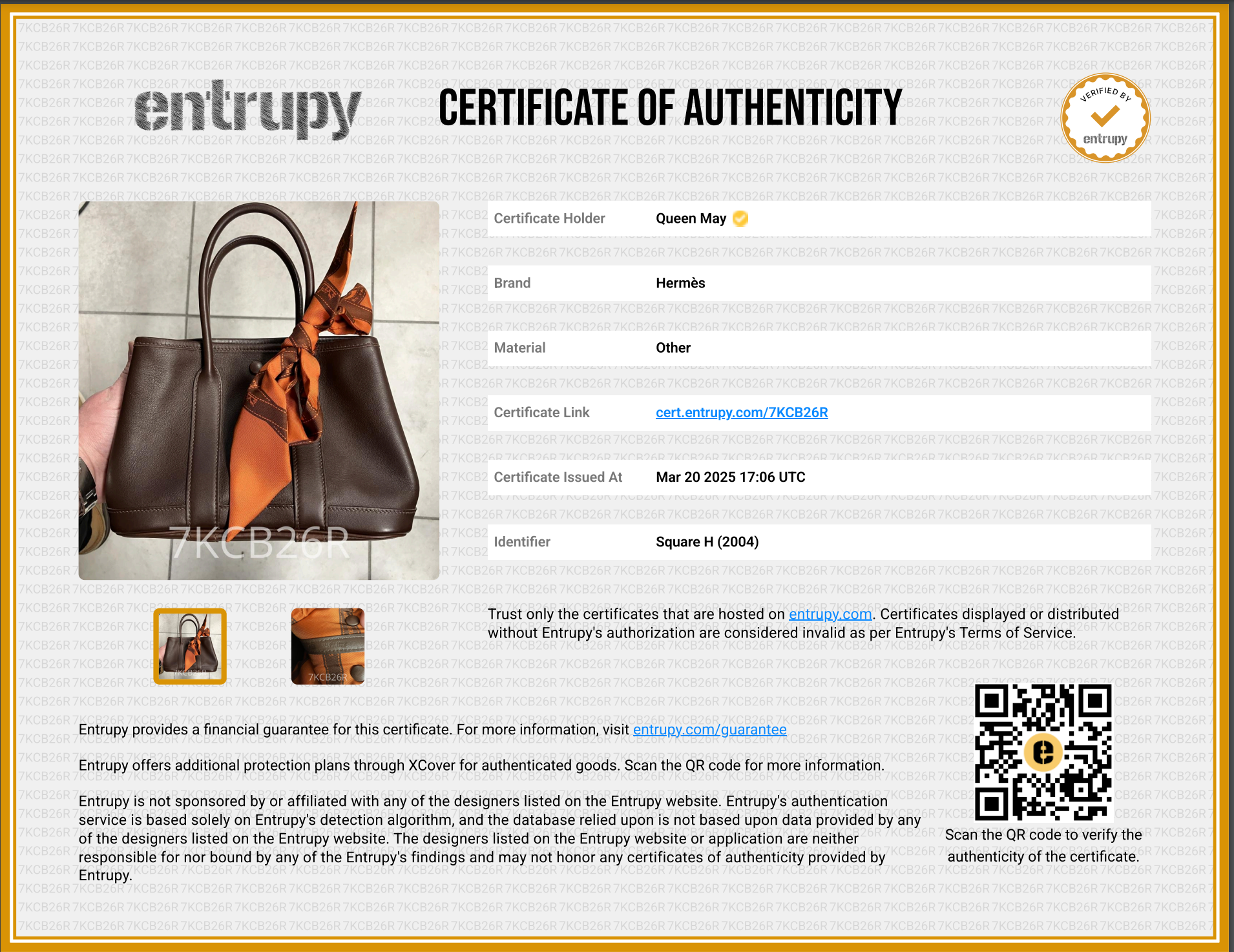 Ultra Rara Hermes Chocolate Swift Leather+Bolduc Twilly Garden Party TTPM Twilly Included - Queen May