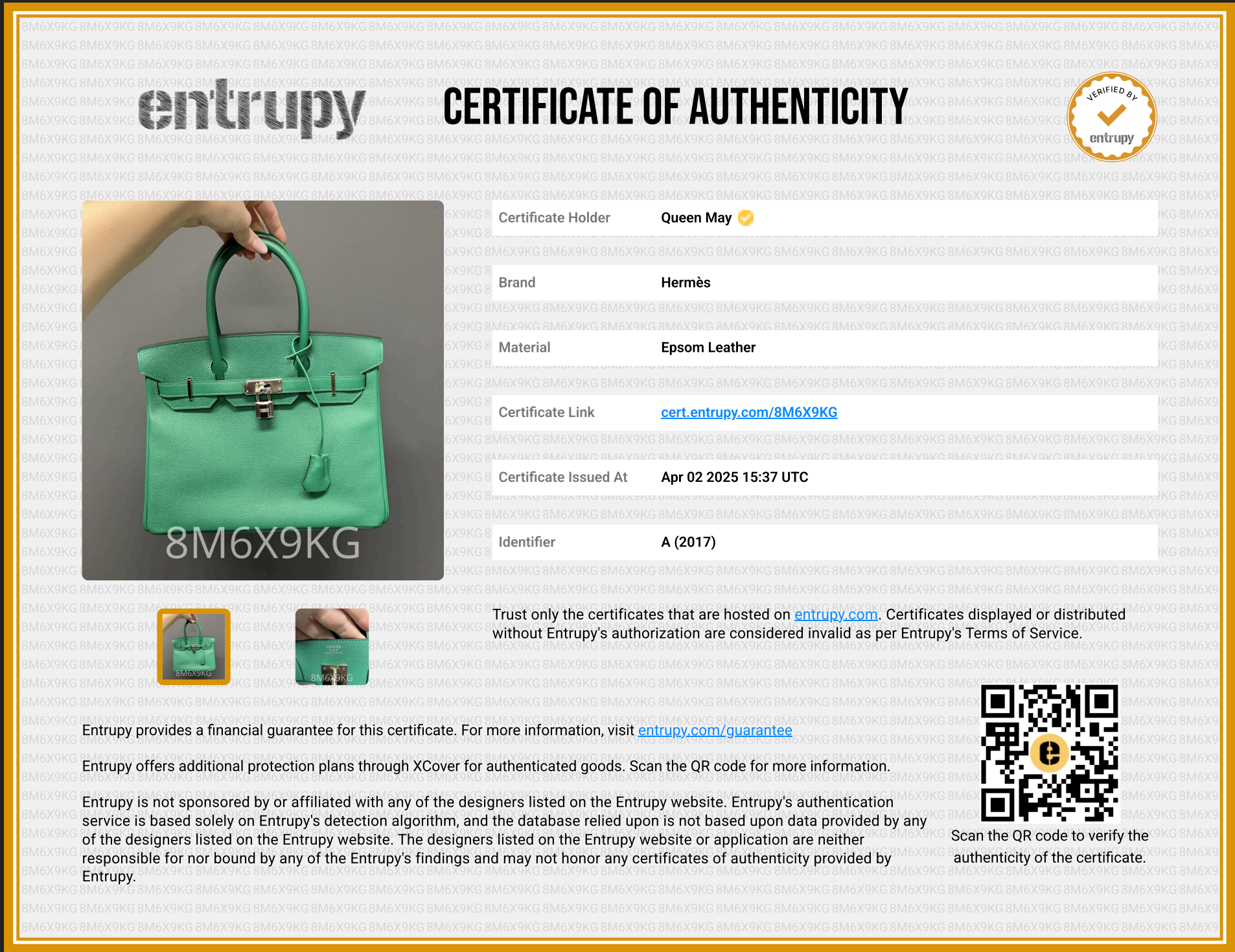Hermes Epson Birkin 30 Vert Vertigo - Queen May