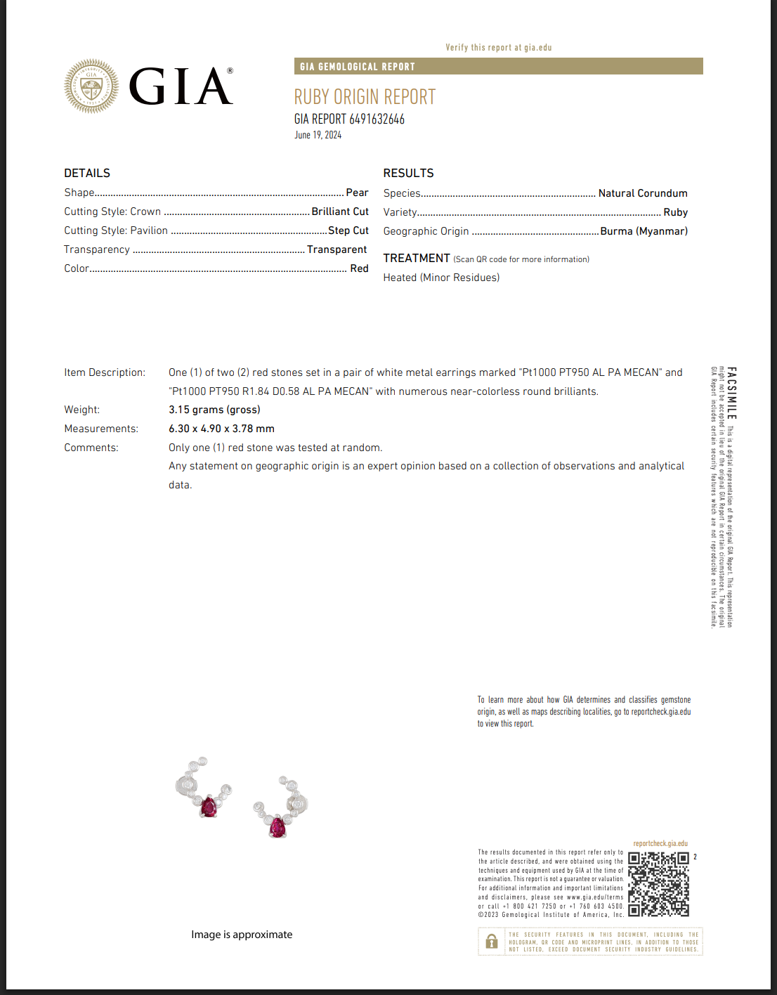 Platinum 1.84 Carat Burma Ruby Diamond Swirl Earrings - Queen May