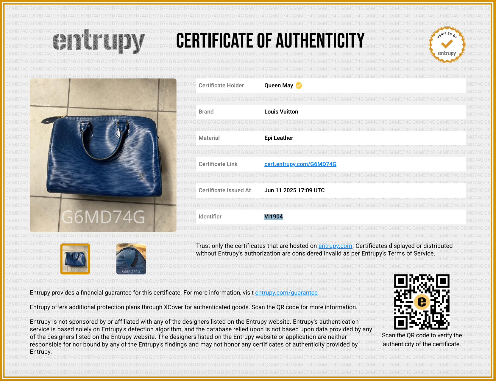 Louis Vuitton Epi Leather Speedy 25 Blue - Queen May