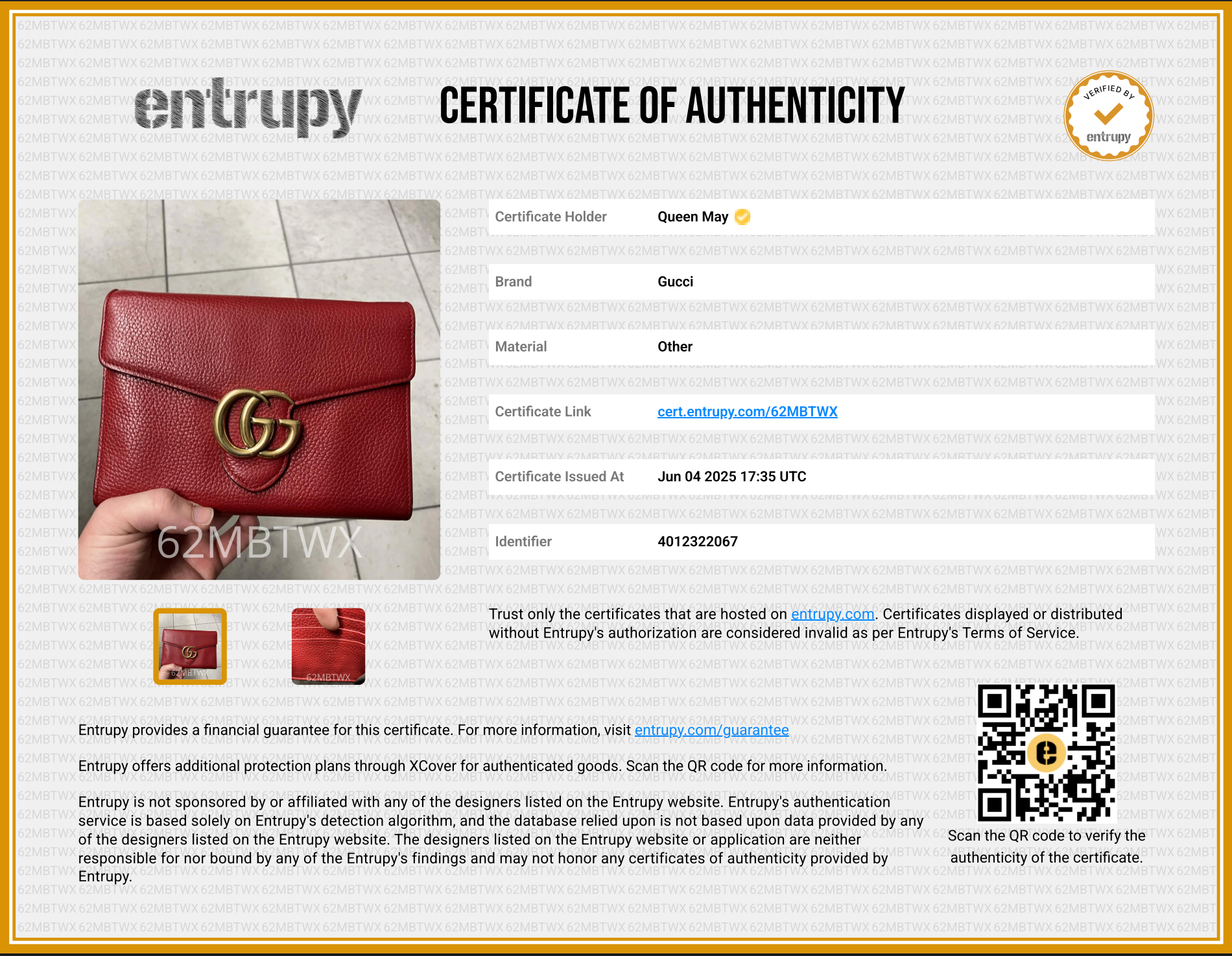 Gucci GG Marmont Chain Wallet Red - Queen May