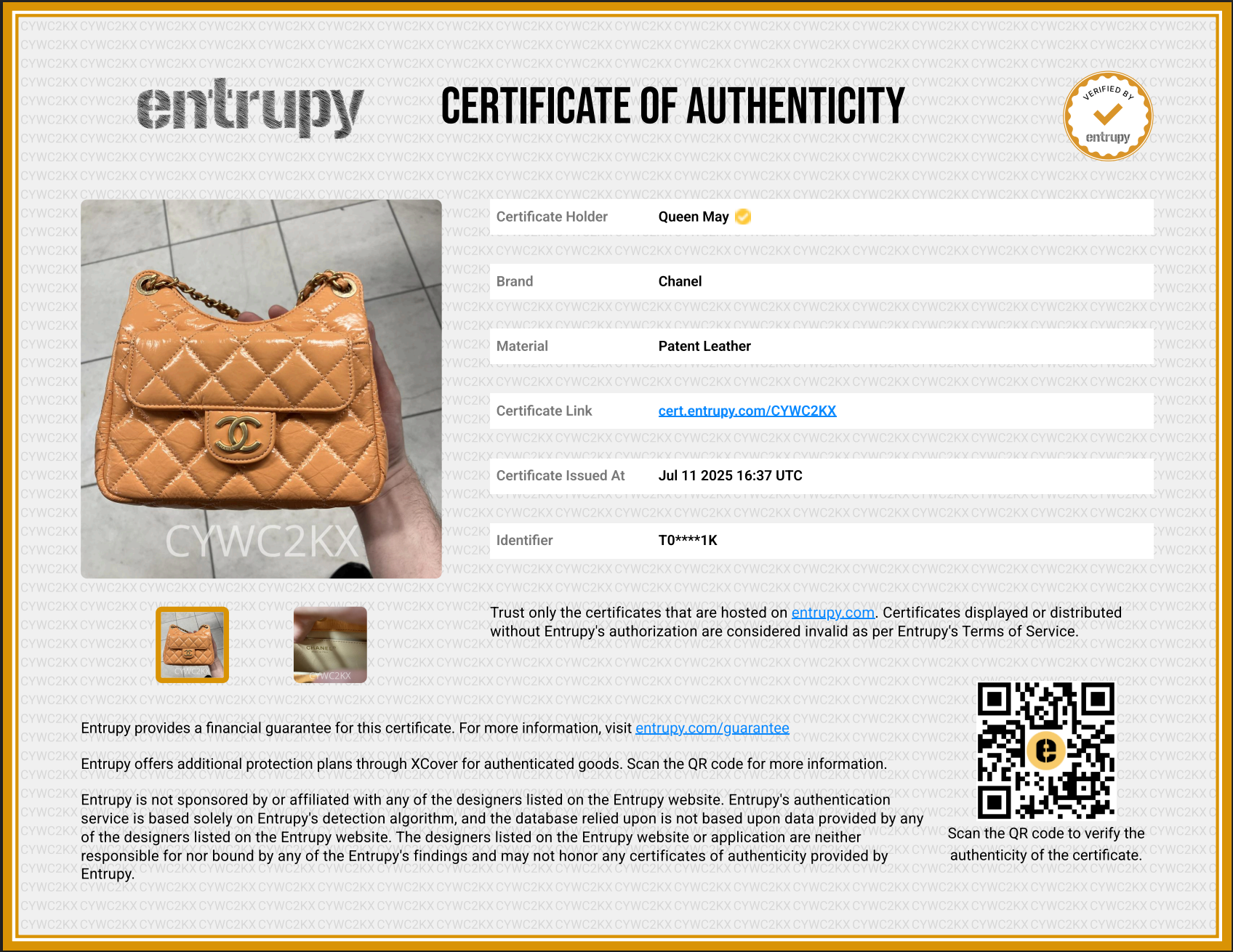 Chanel Orange Shiny Crumpled Quilted Leather Small Wavy CC Hobo 2023 - Queen May