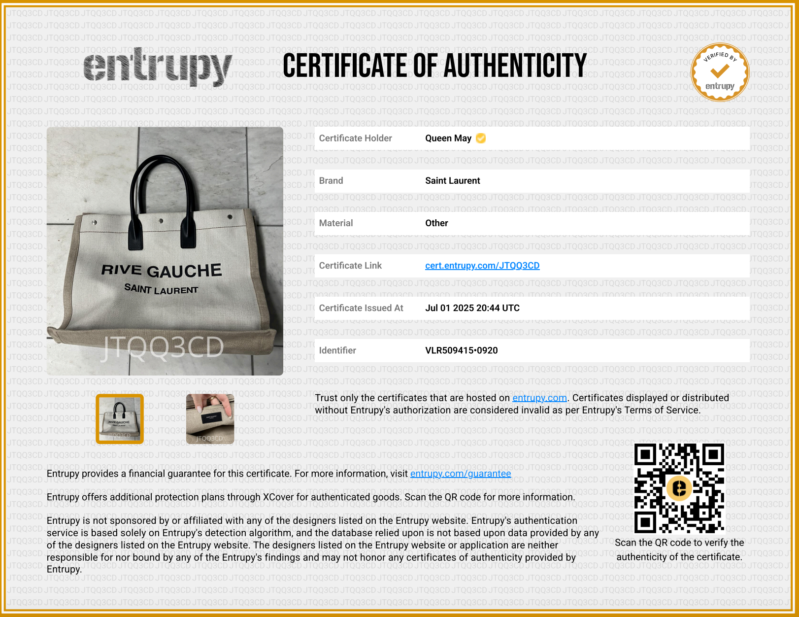 Saint Laurent Rive Gauche Tote - Queen May