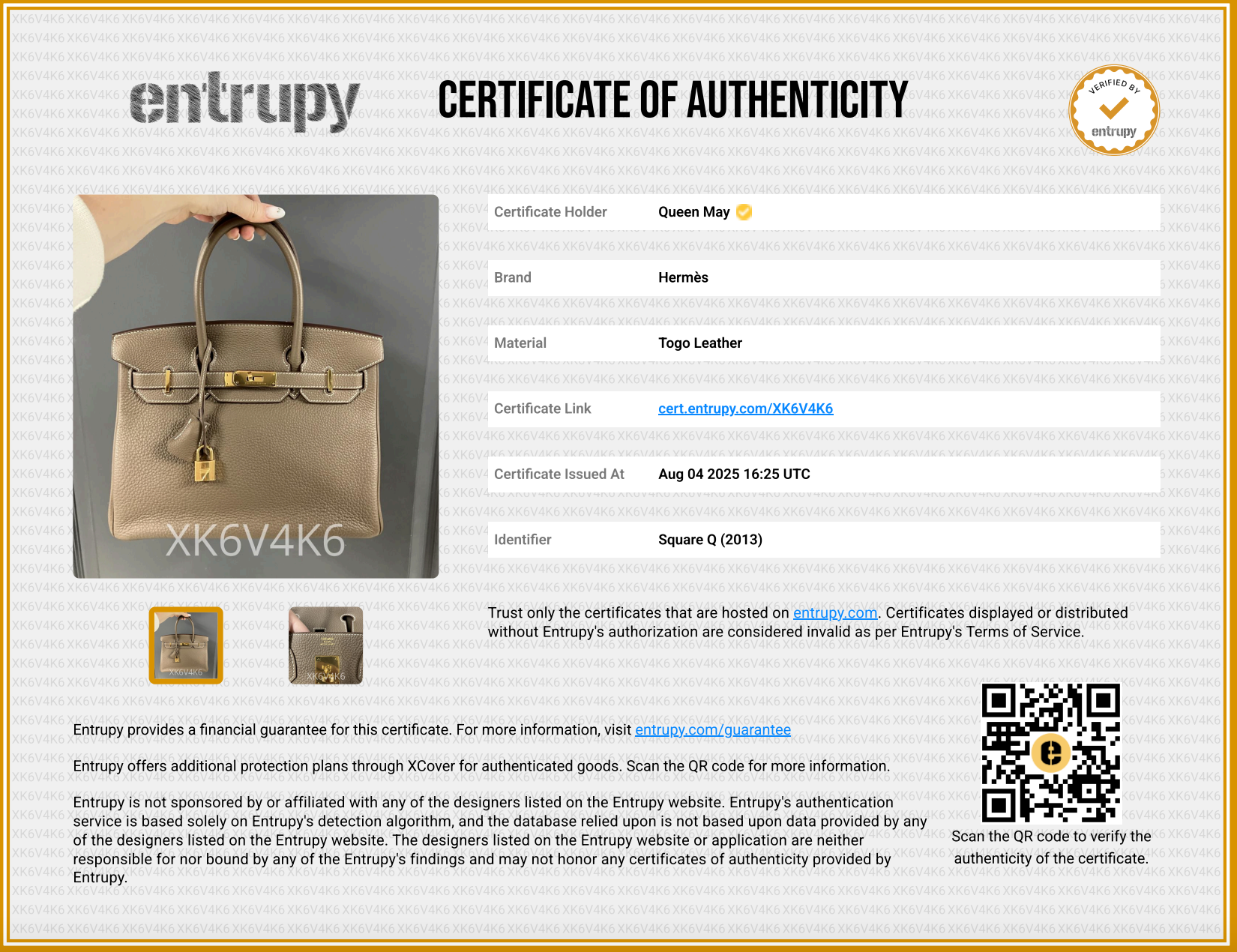 Hermes Birkin 30 Etoupe Togo Gold Gold Hardware 2013 - Queen May