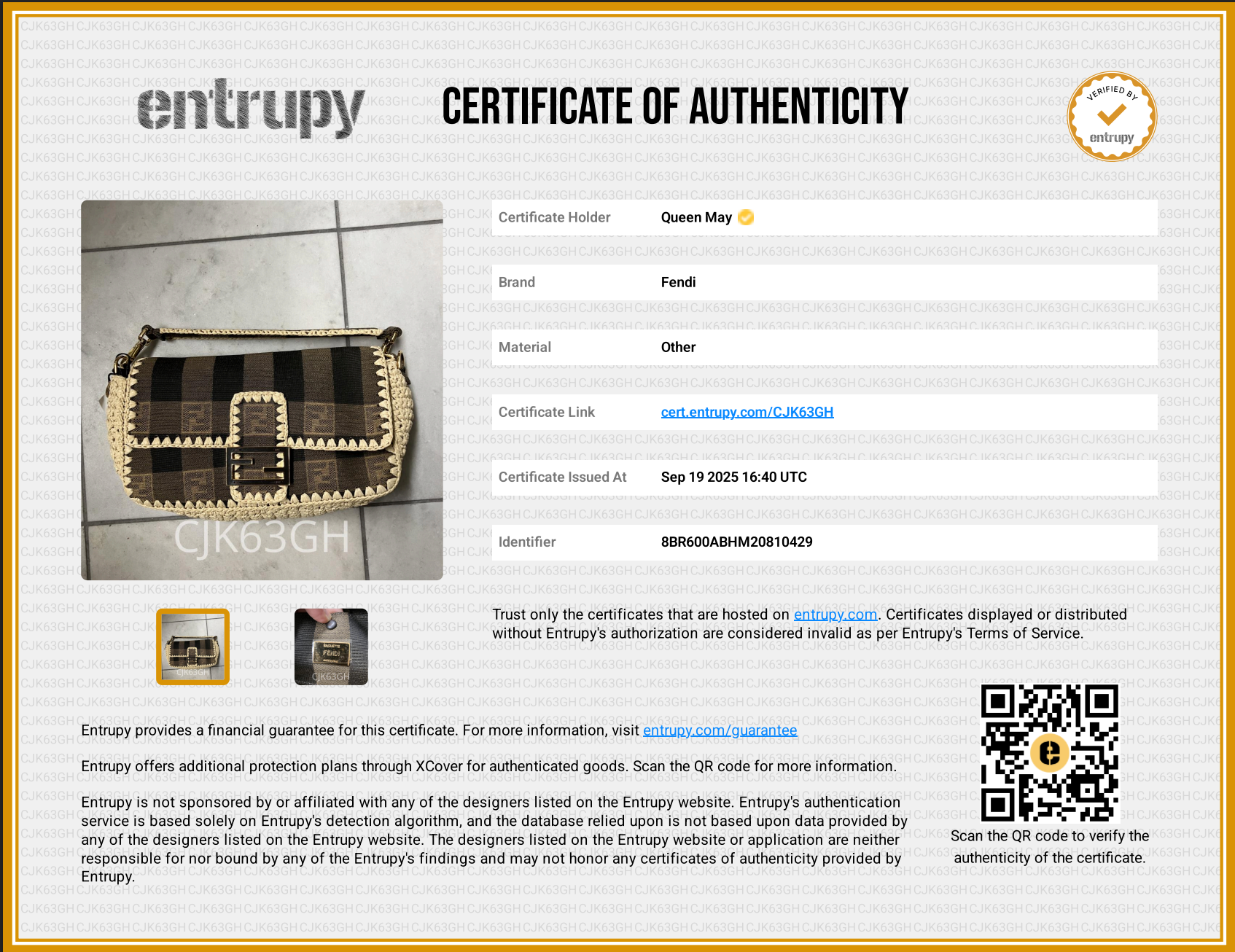 Fendi Baguette NM Pequin Canvas With Raffia Medium - Queen May