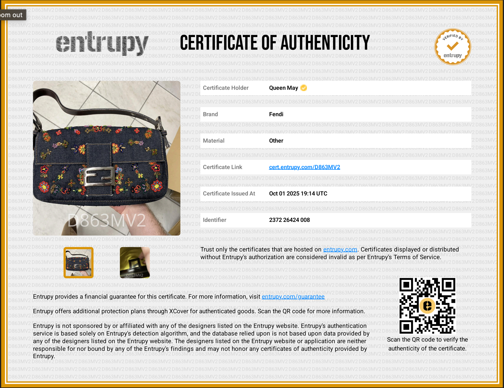 Rare Fendi Denim Beaded Baguette - Queen May