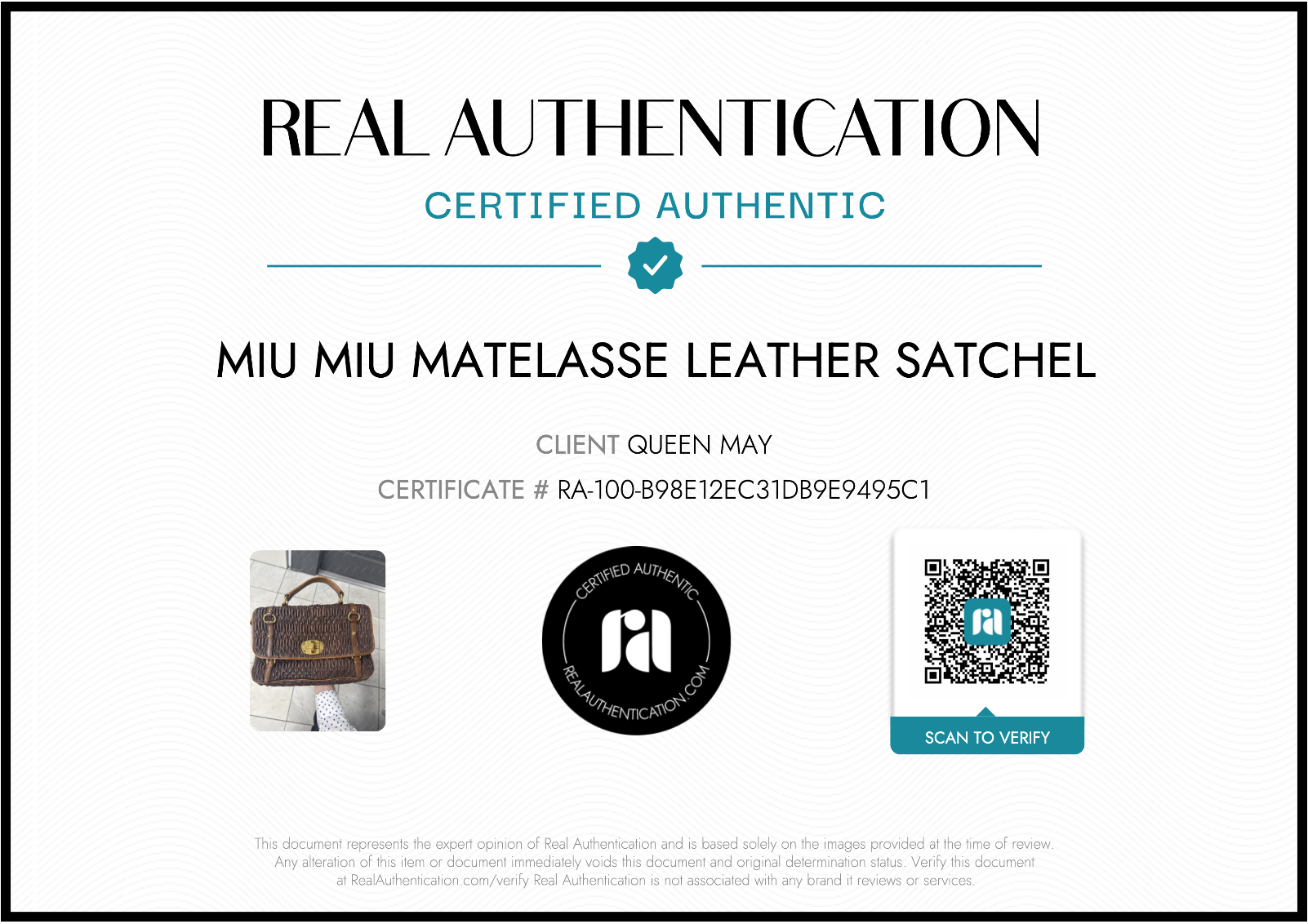 Miu Miu Matelasse Leather Satchel - Queen May