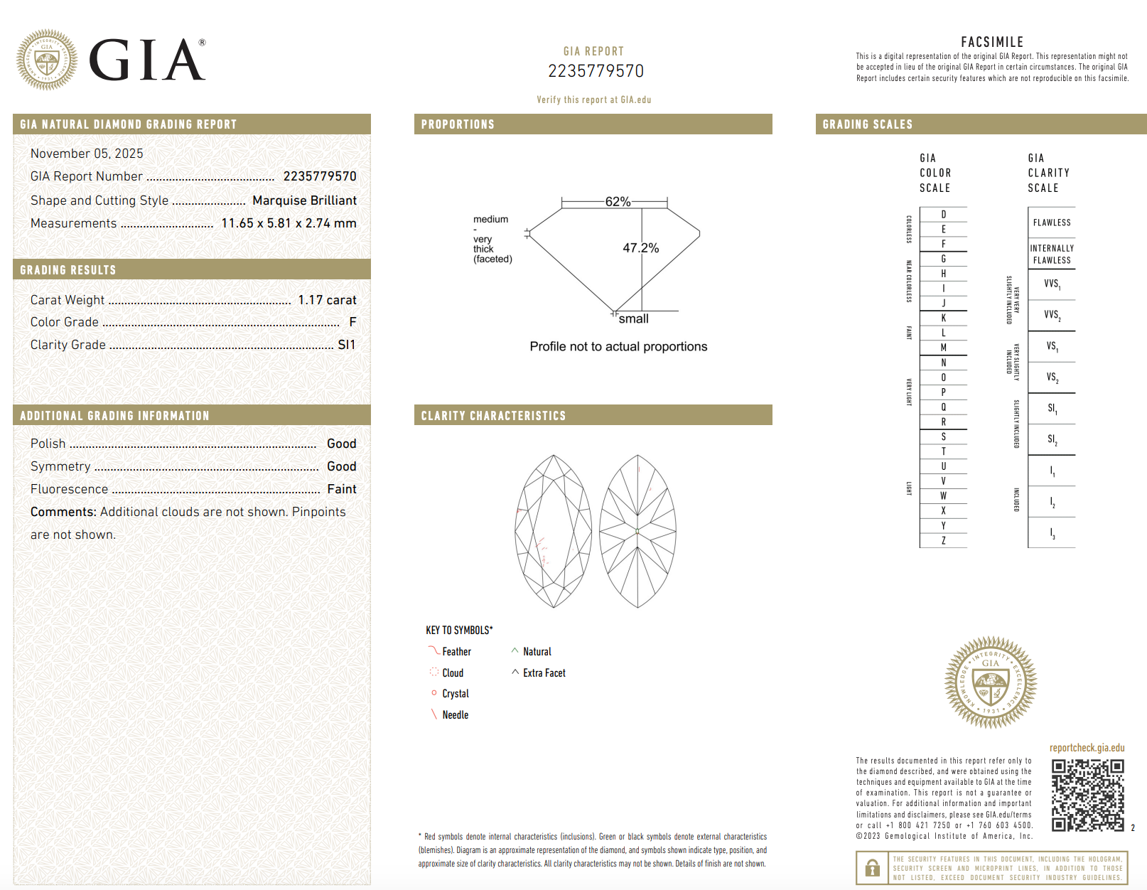 14K Yellow Gold 1.17 Carat Marquise Diamond Solitaire Engagement Ring - Queen May