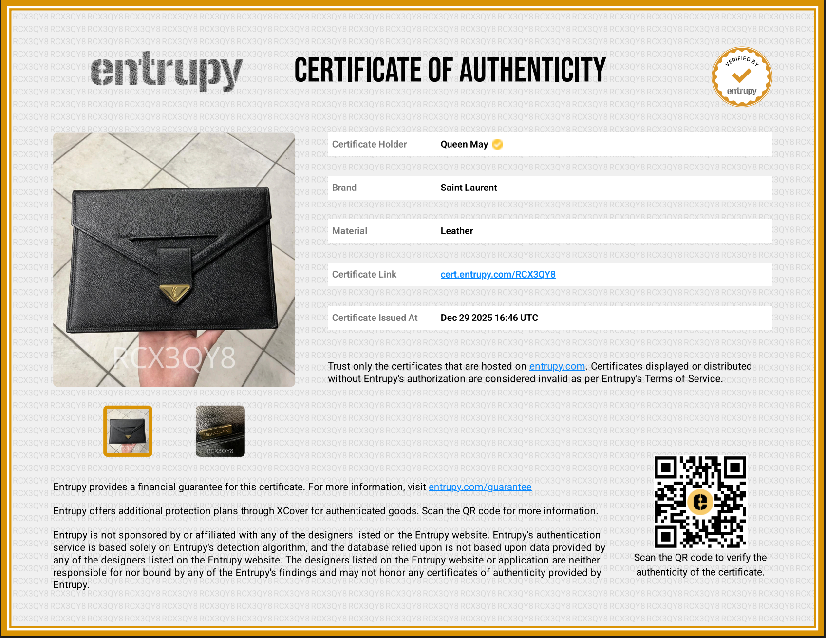 Vintage Yves Saint Laurent Black Leather Clutch - Queen May