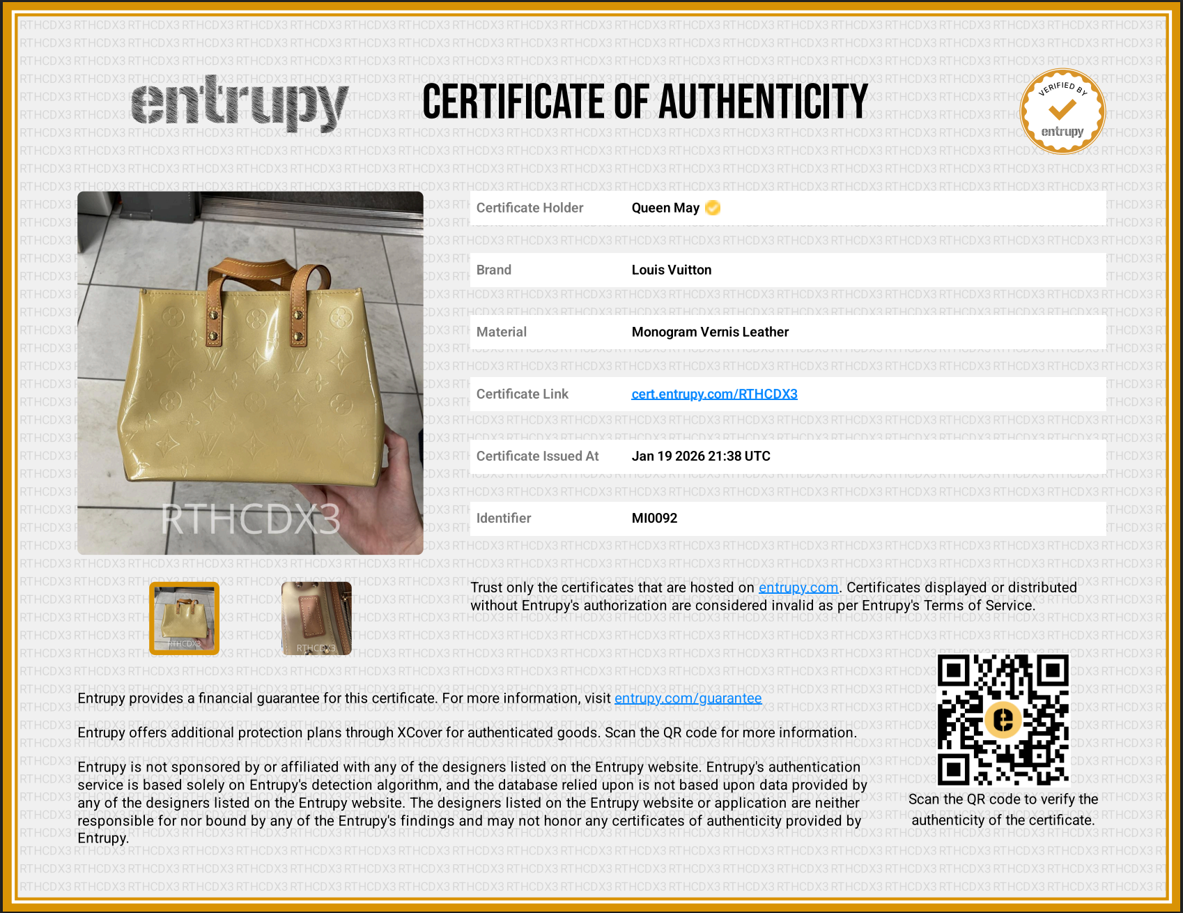 Louis Vuitton Vernis Reade PM Yellow - Queen May