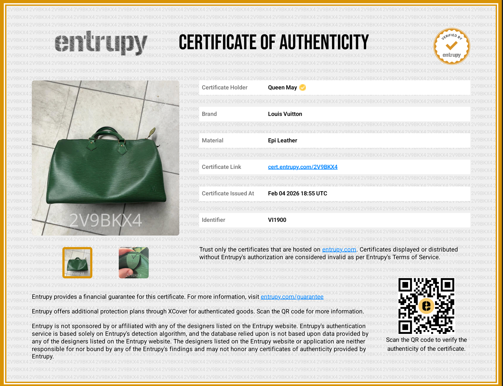 Louis Vuitton Rare Green Epi Leather Speedy 35