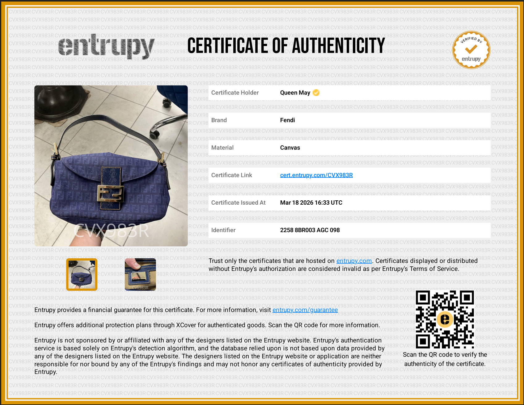 Fendi Zucca Double Flap Baguette Navy - Queen May