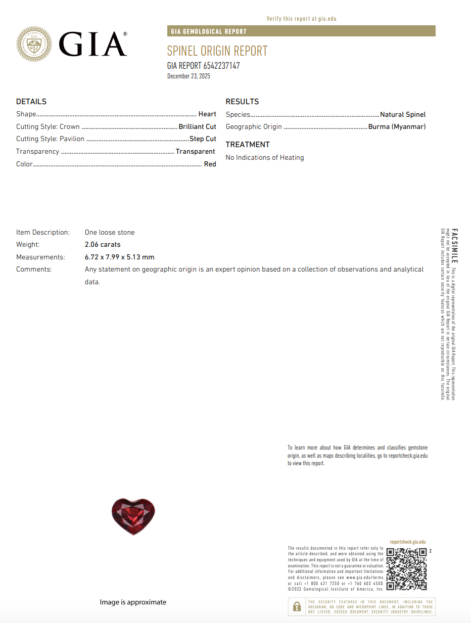 Platinum 2.06 Carat Heart Shape No Heat Burma Spinal Diamond Halo Ring