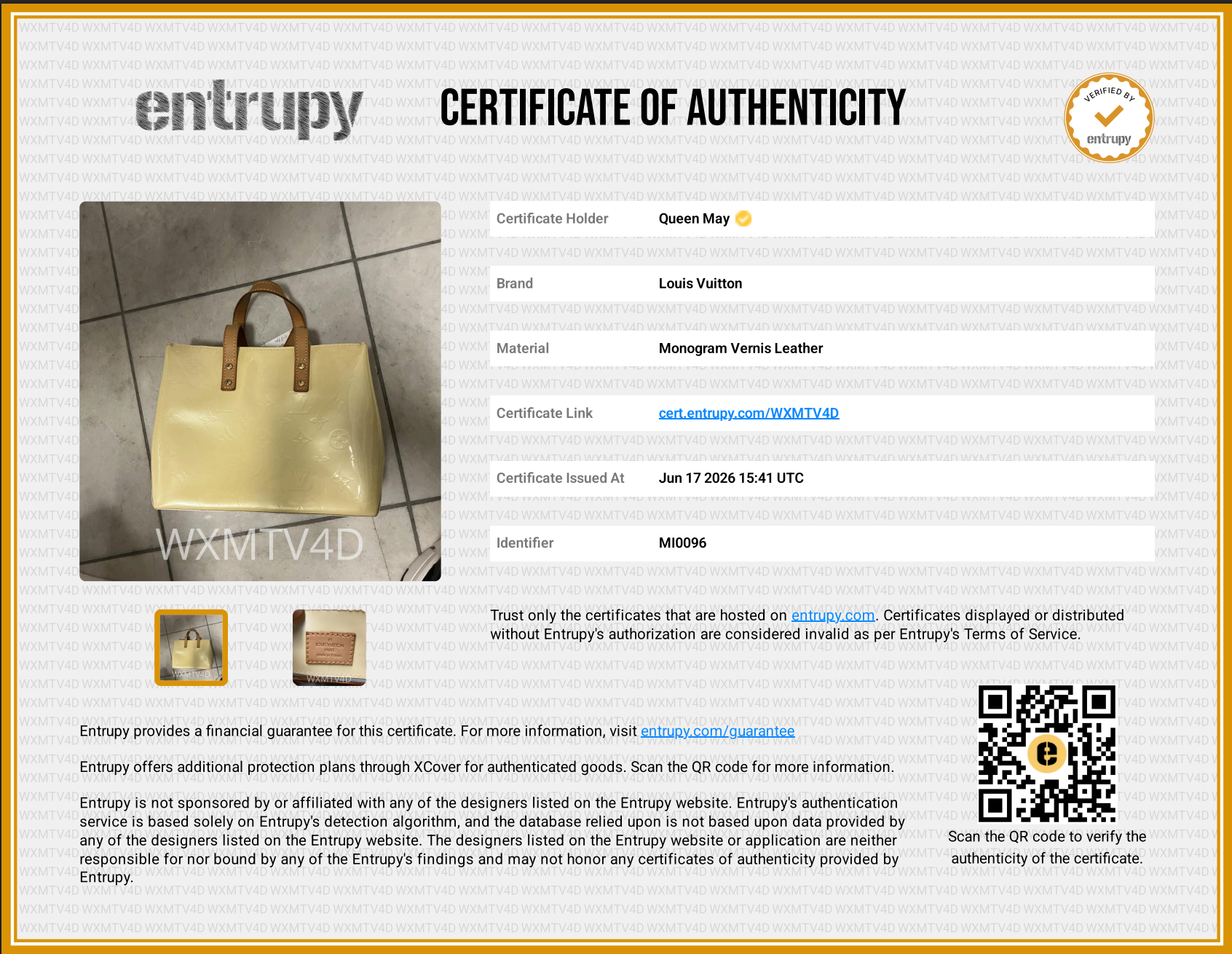 Louis Vuitton Yellow Vernis Reade - Queen May