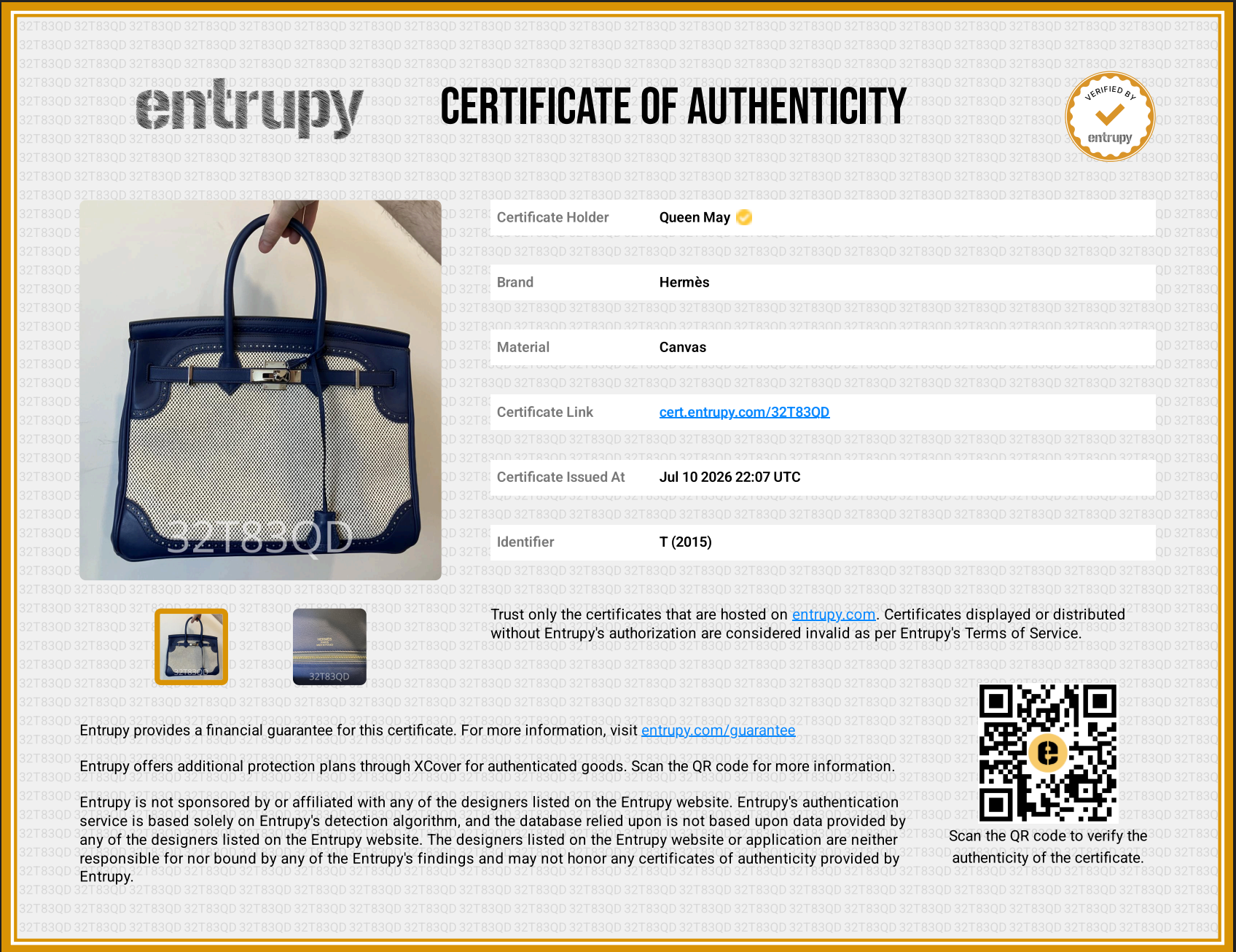 Hermes Toile Swift Ghillies Birkin 35 Limited Edition - Queen May