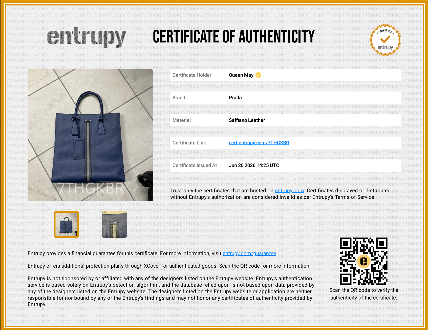 Prada Blue Saffiano Leather Tote - Queen May