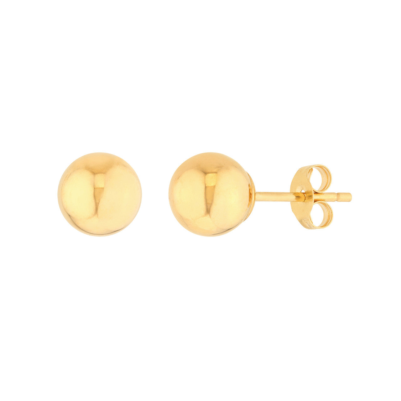 14K Gold 8mm Polished Ball Hollow Stud Earrings - Queen May